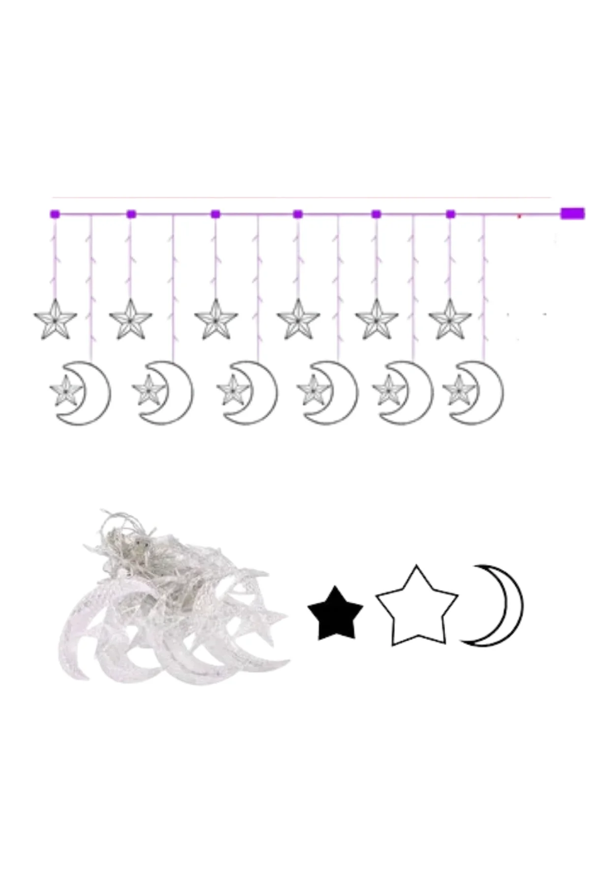 Hilal Yıldız Led Perde Işık Balkon Pencere Ve Oda Dekorasyonu - Just Cheap Store Görsel 3