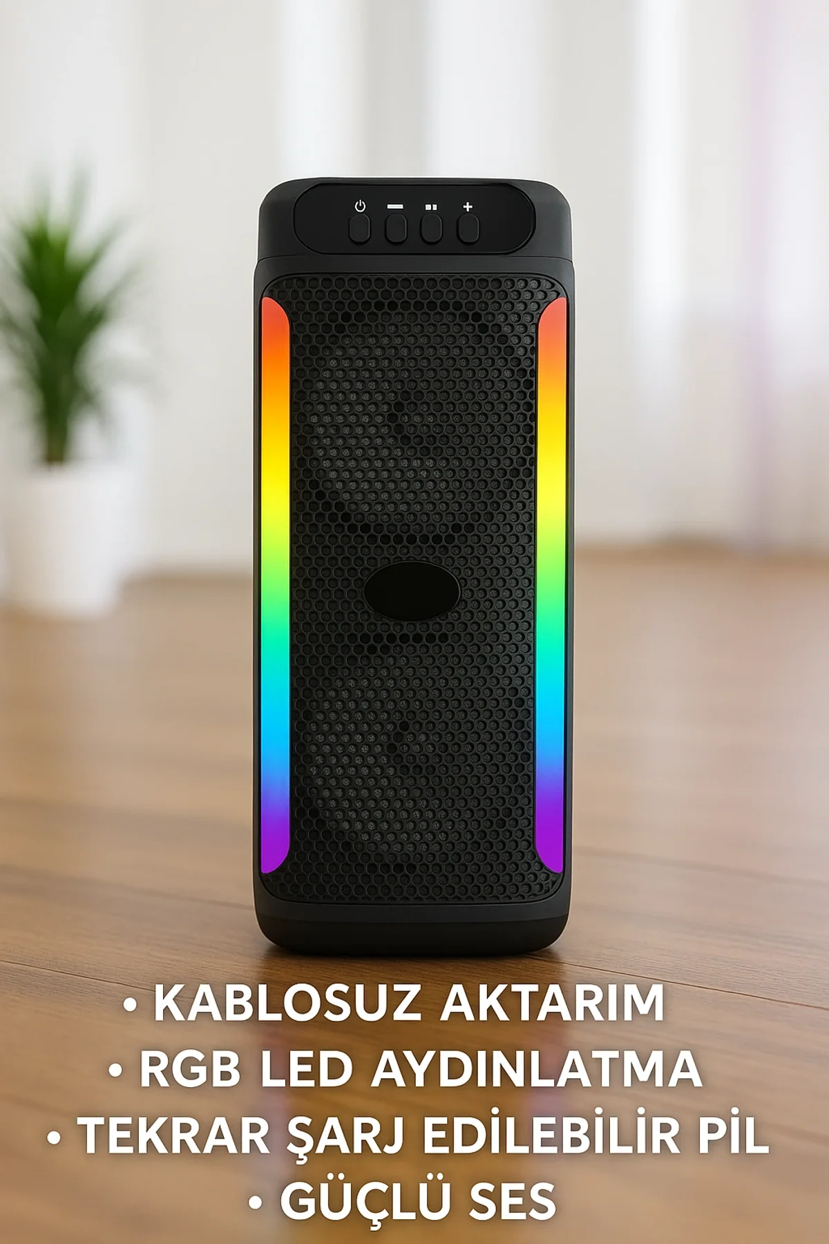 Rgb Işıklı Çift Hoparlörlü Taşınabilir Bluetooth Speaker Ve Mikrofon Yeni Nesil - Just Cheap Store Görsel 5