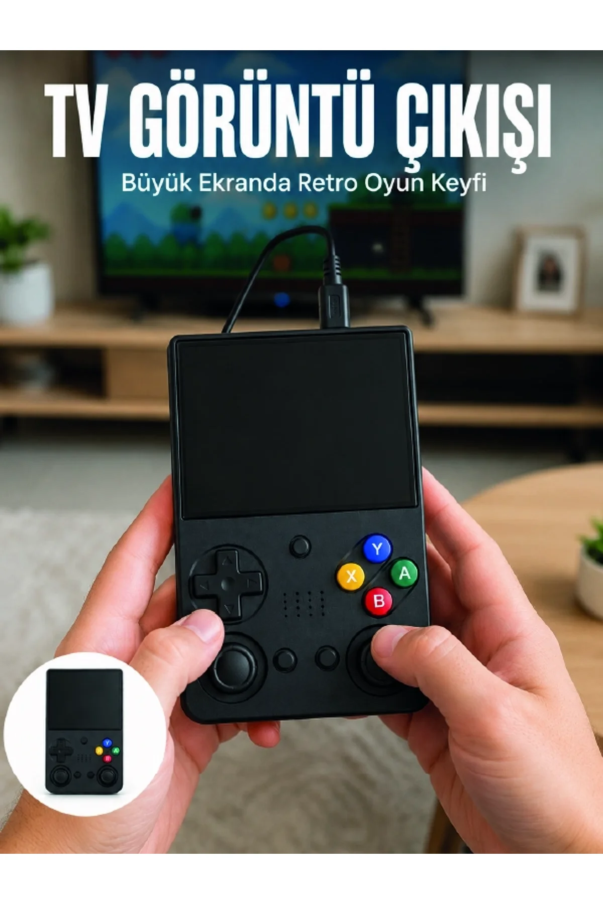 Retro Oyun Konsolu Çift Analog Joystick 64gb Hafızalı Taşınabilir El Konsolu