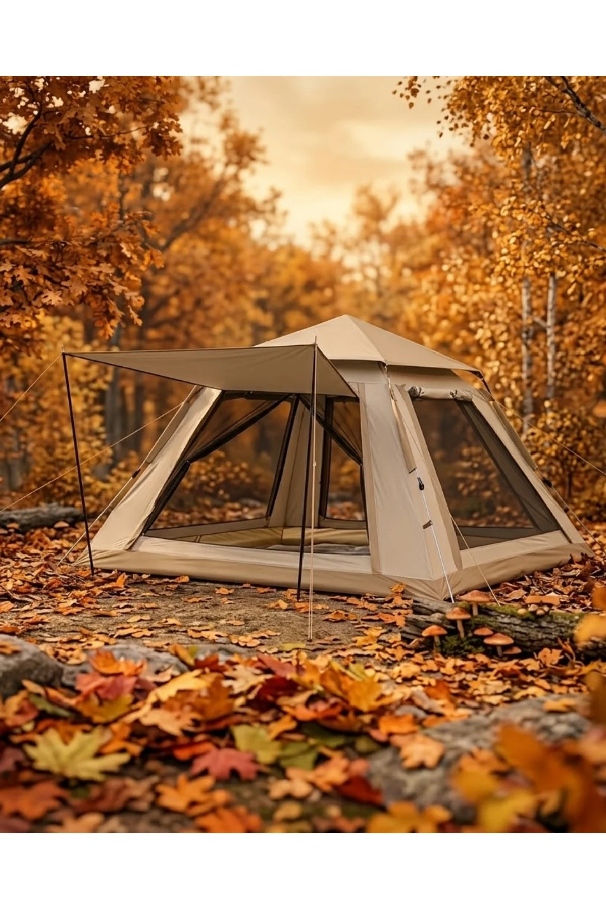 Otomatik Kamp Çadırı 240x240x160 Cm 6 Kişilik Geniş Hacimli Güneşlikli