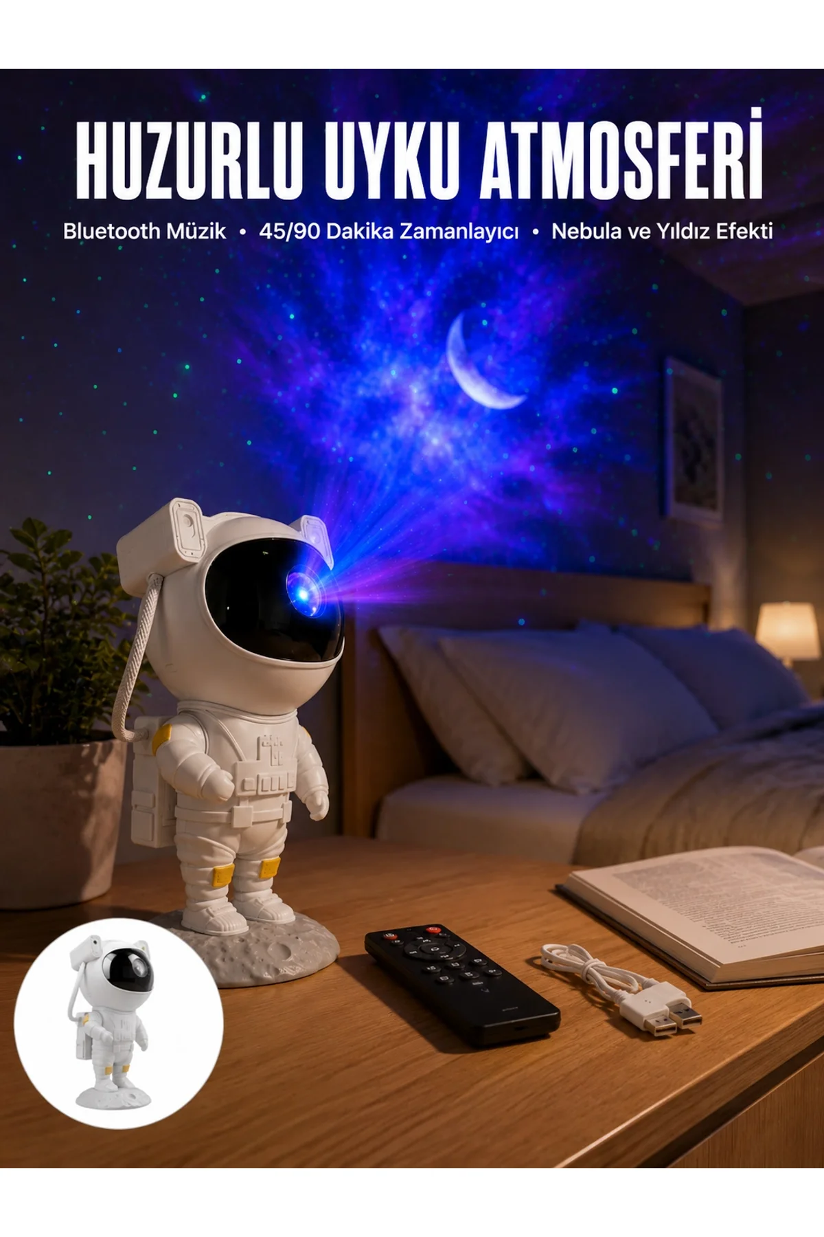 Astronot Görünümlü Projeksiyon Speaker Taşınabilir