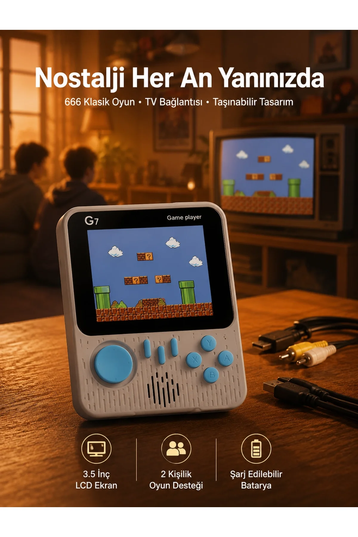Oyun Konsolu Retro Oyun Konsolu Tv'ye Bağlanabilir Taşınabilir