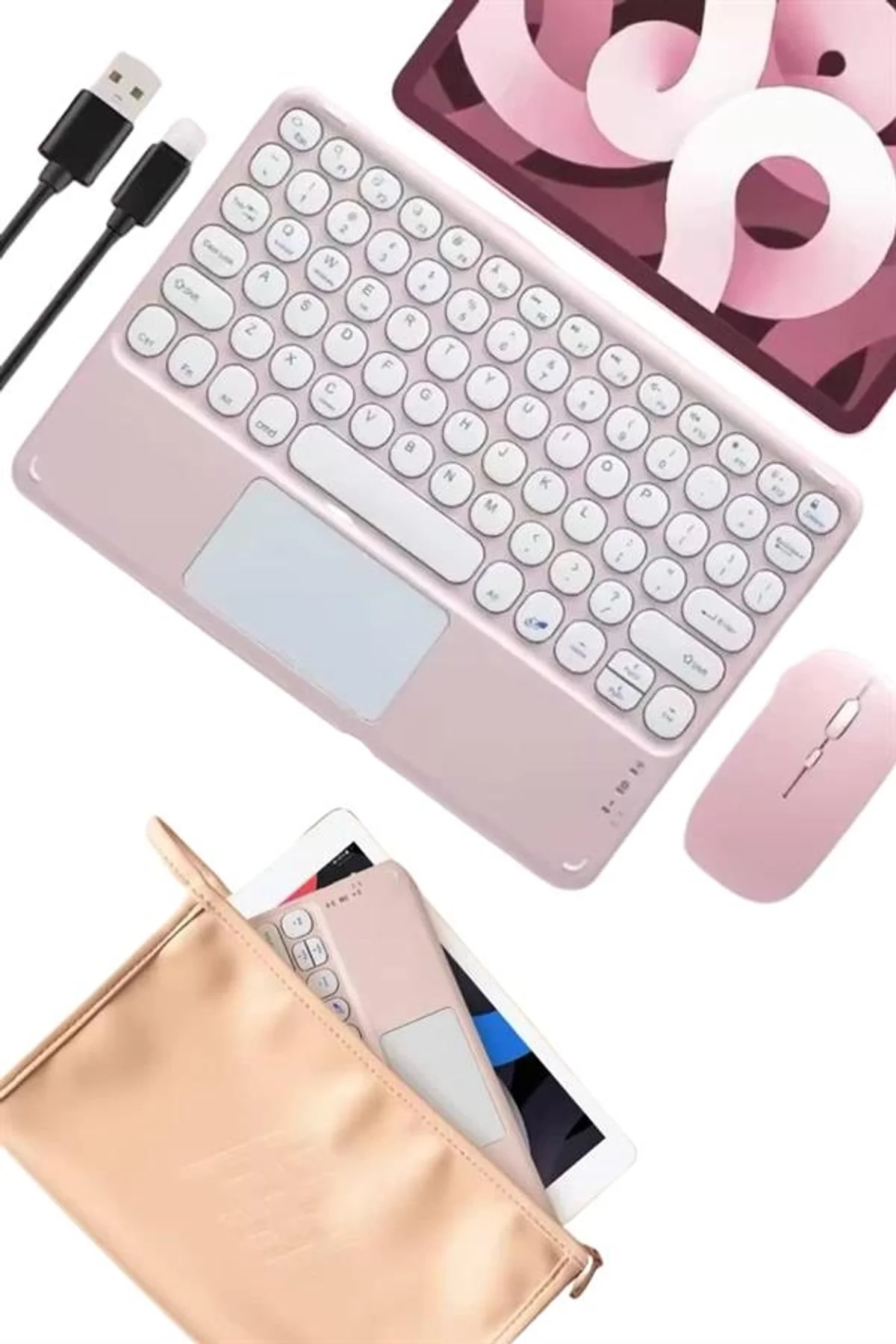 Bluetooth Touchpad Klavye Ultra İnce Taşınabilir Q Klavye Yeni Nesil - Just Cheap Store Görsel 4