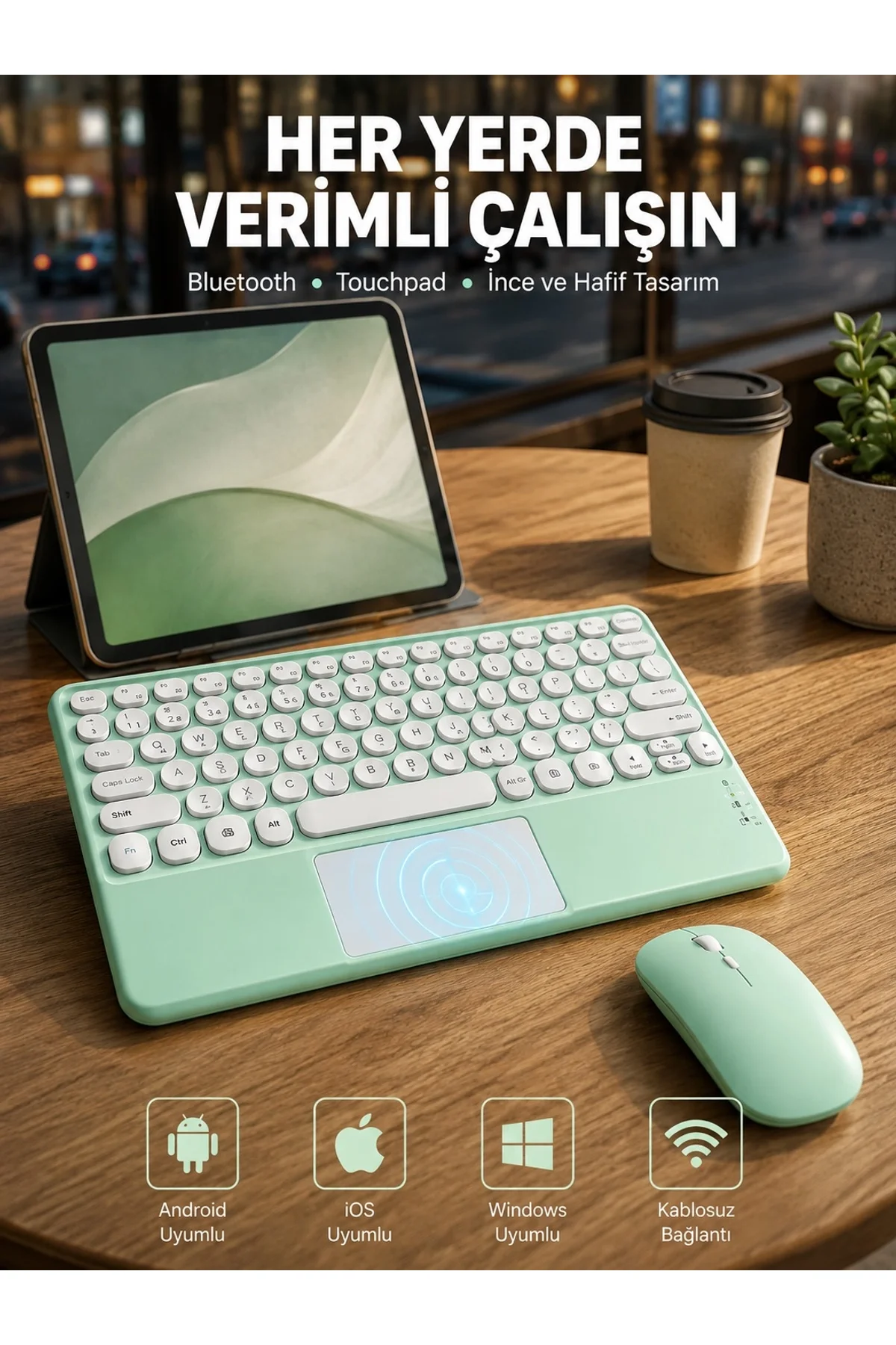 Bluetooth Touchpad Klavye Ultra İnce Taşınabilir Q Klavye Yeni Nesil