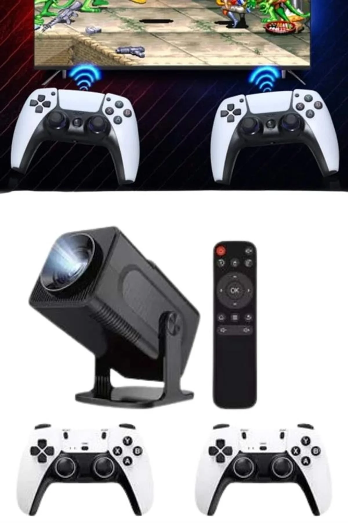 4k Android Smart Wi-fi Çift Kollu Projeksiyon Game Box Kumandalı Taşınabilir Yeni Nesil - Just Cheap Store Görsel 5