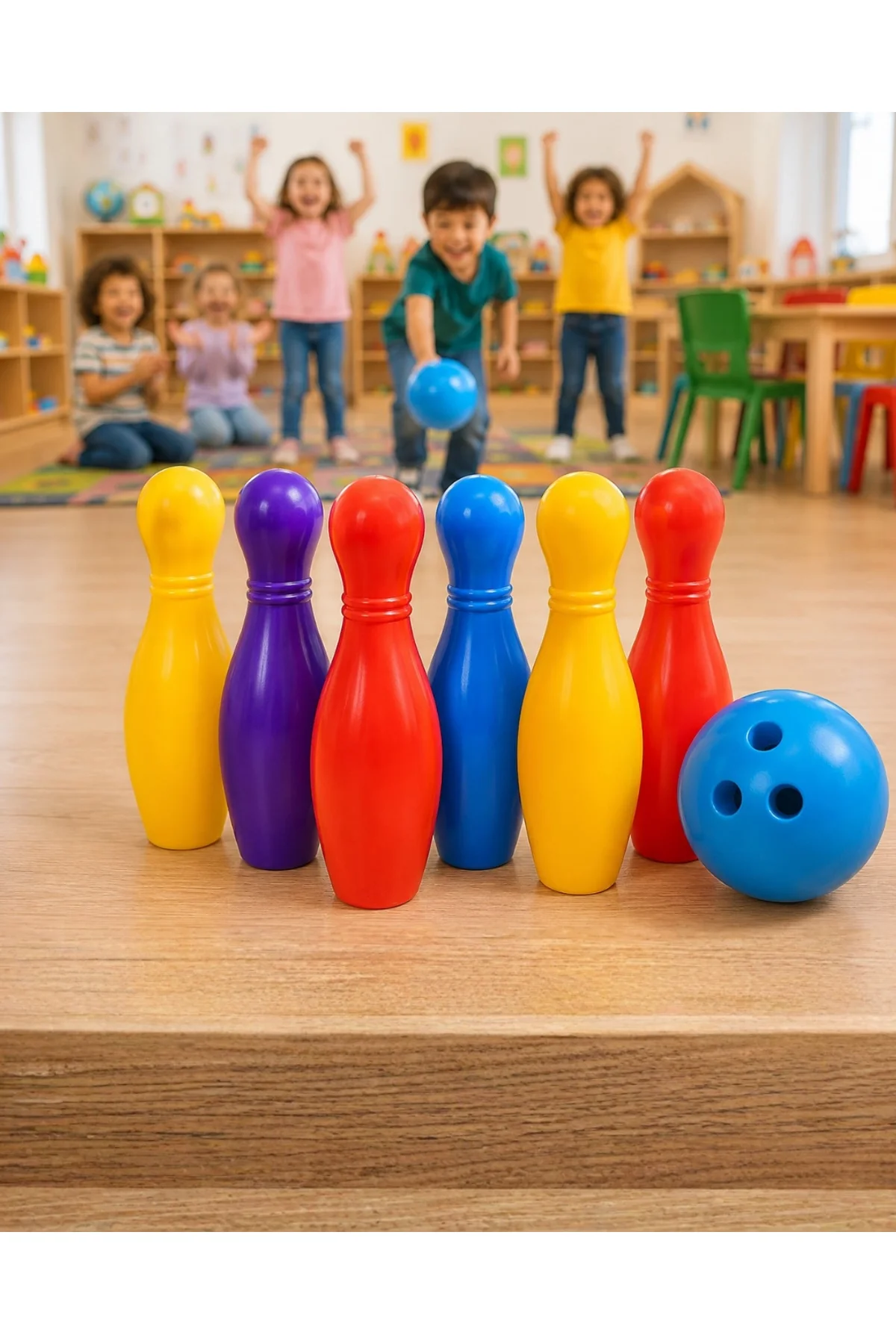 Eğlenceli Bowling Oyuncak Seti Çocuklar İçin Renkli Kuka Ve Top