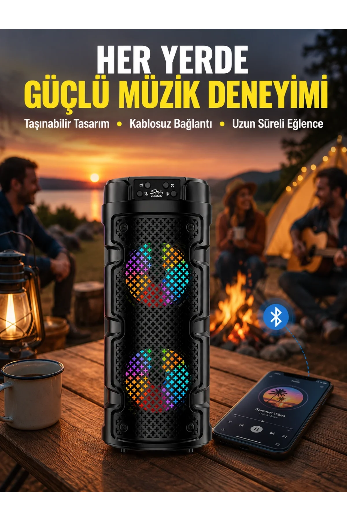 Çift Sürücülü Taşınabilir Kablosuz Hoparlör Yeni Nesil