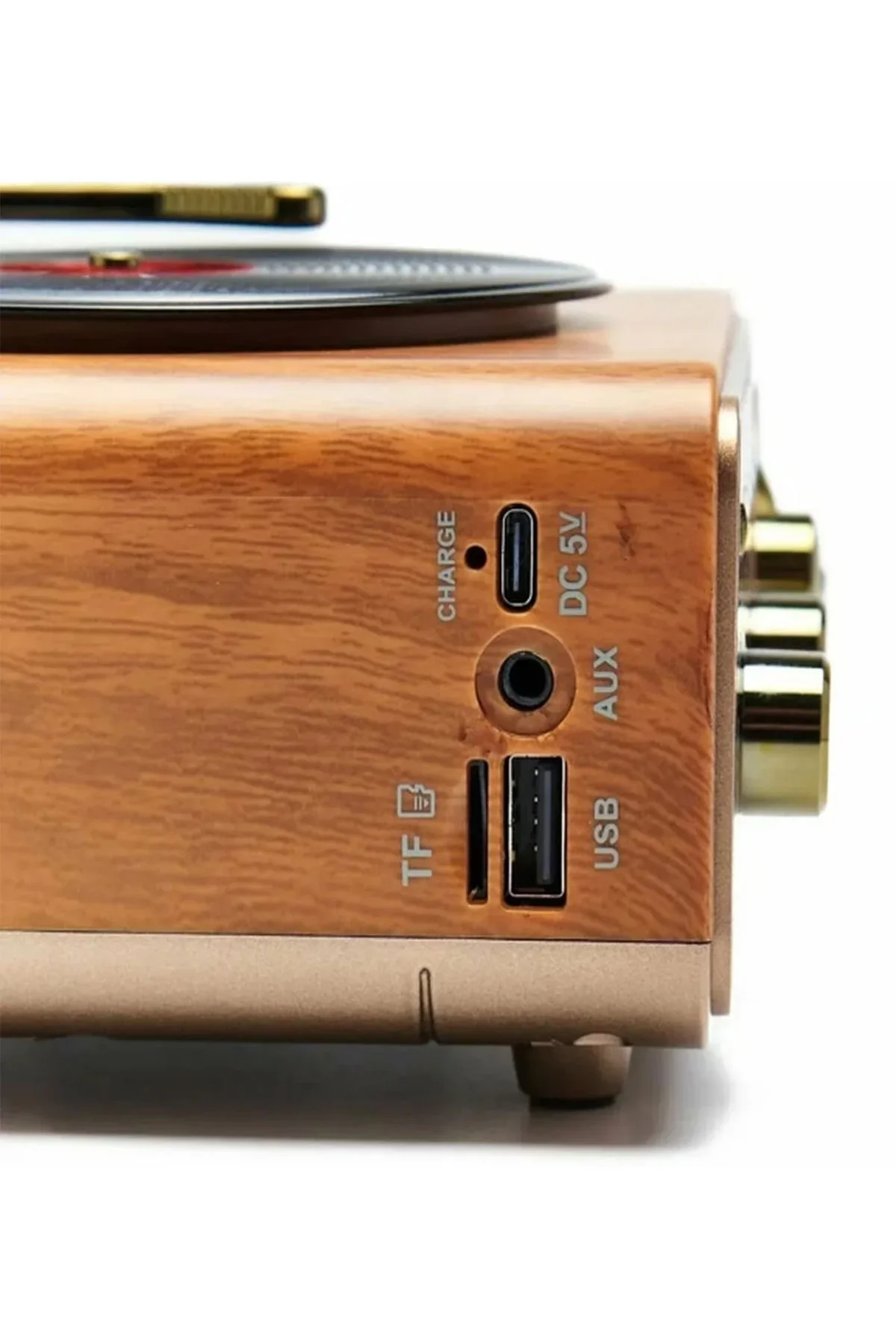 Nostaljik Tasarım Plak Çalar Görünümlü Radyolu Bluetooth Hoparlör Retro Müzik Plak Açık Kahverengi - Just Cheap Store Görsel 5