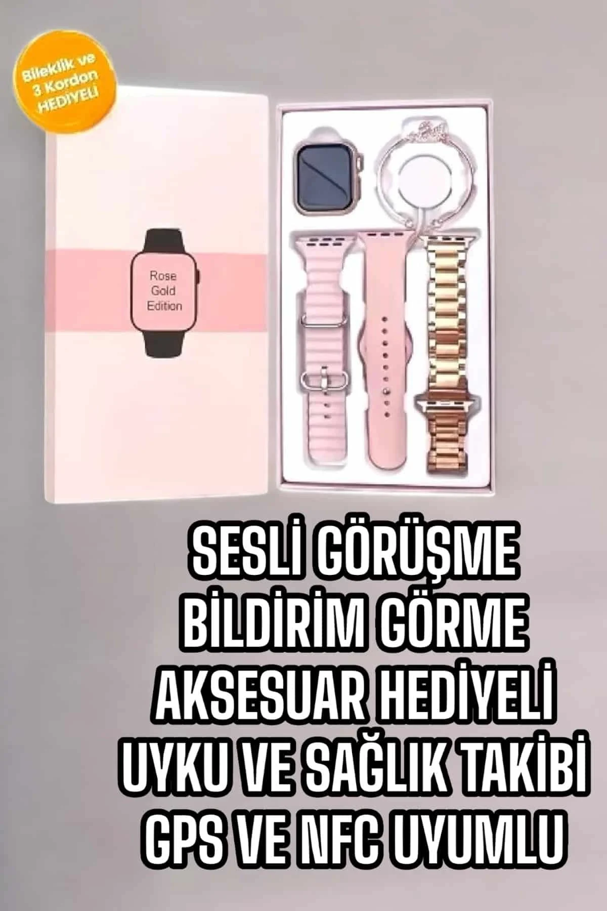 Akıllı Saat Amoled Ekran 3 Kordonlu Aksesuar Hediyeli Sesli Görüşme - Just Cheap Store Görsel 2