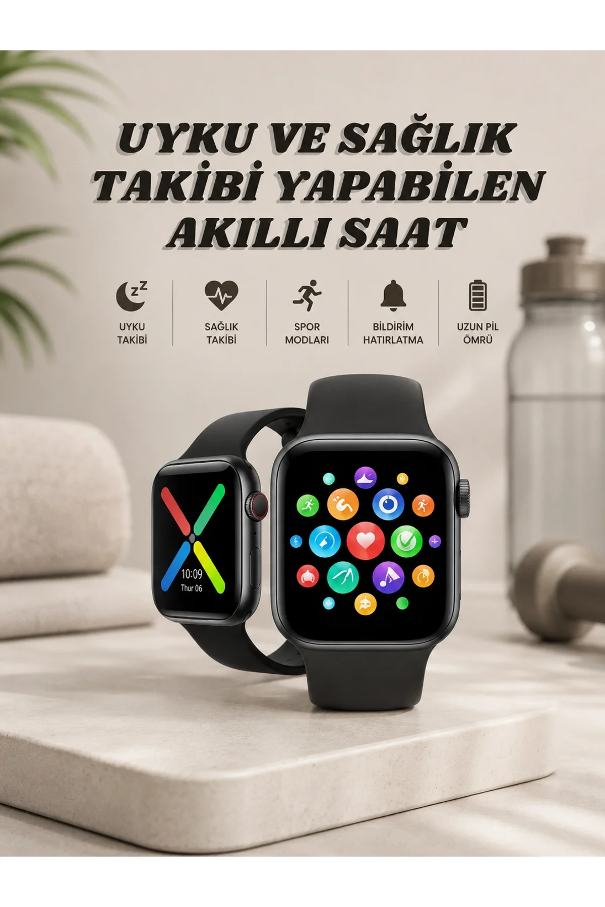 Akıllı Saat Wireless Şarj Yüksek Çözünürlüklü Müzik Dinleme Sesli Cevaplama