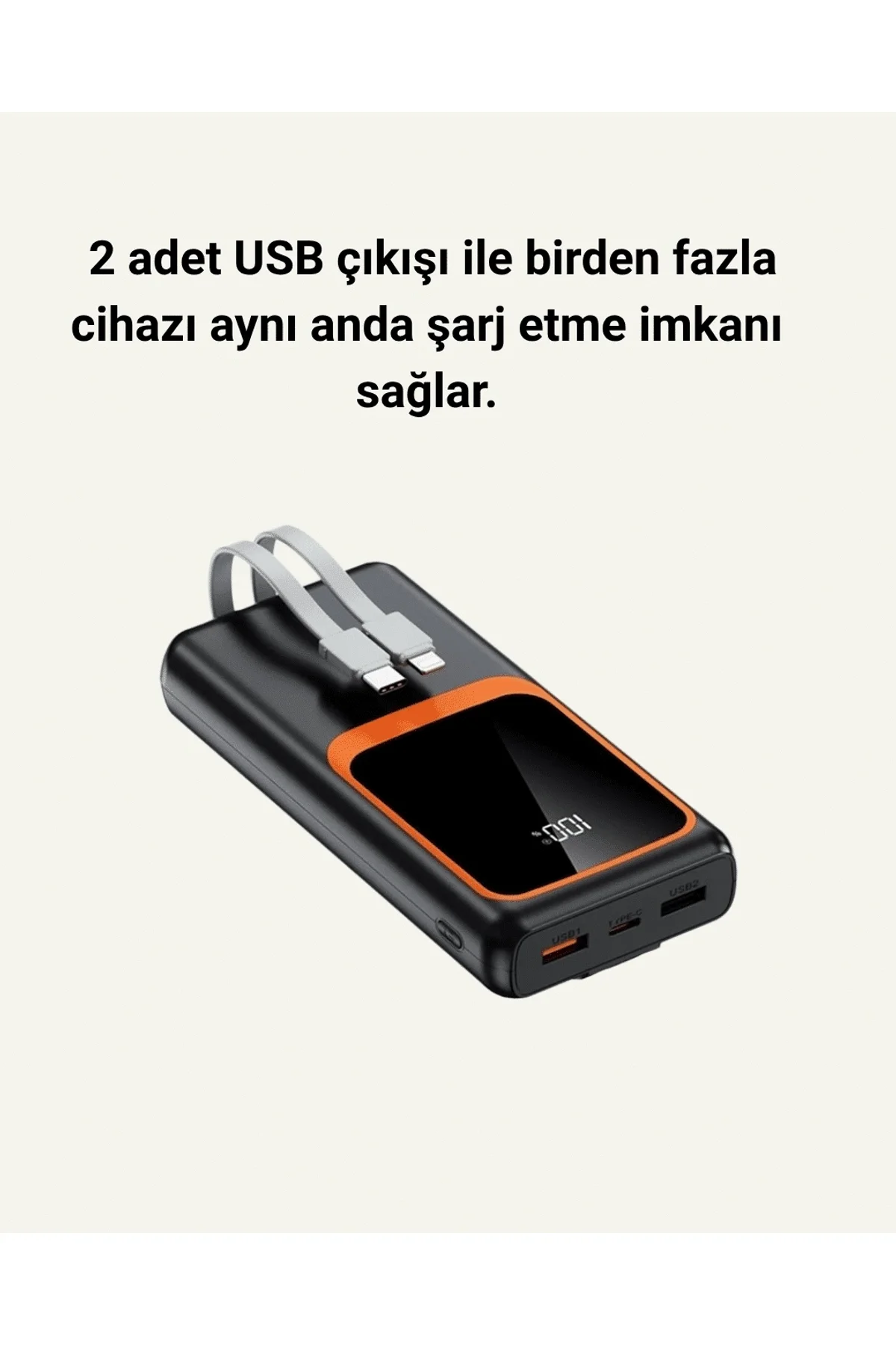 Taşınabilir Şarj Cihazı 20000 Mah | 22.5w Hızlı Şarj + Dijital Ekran + Kablo Dahil - Just Cheap Store Görsel 4
