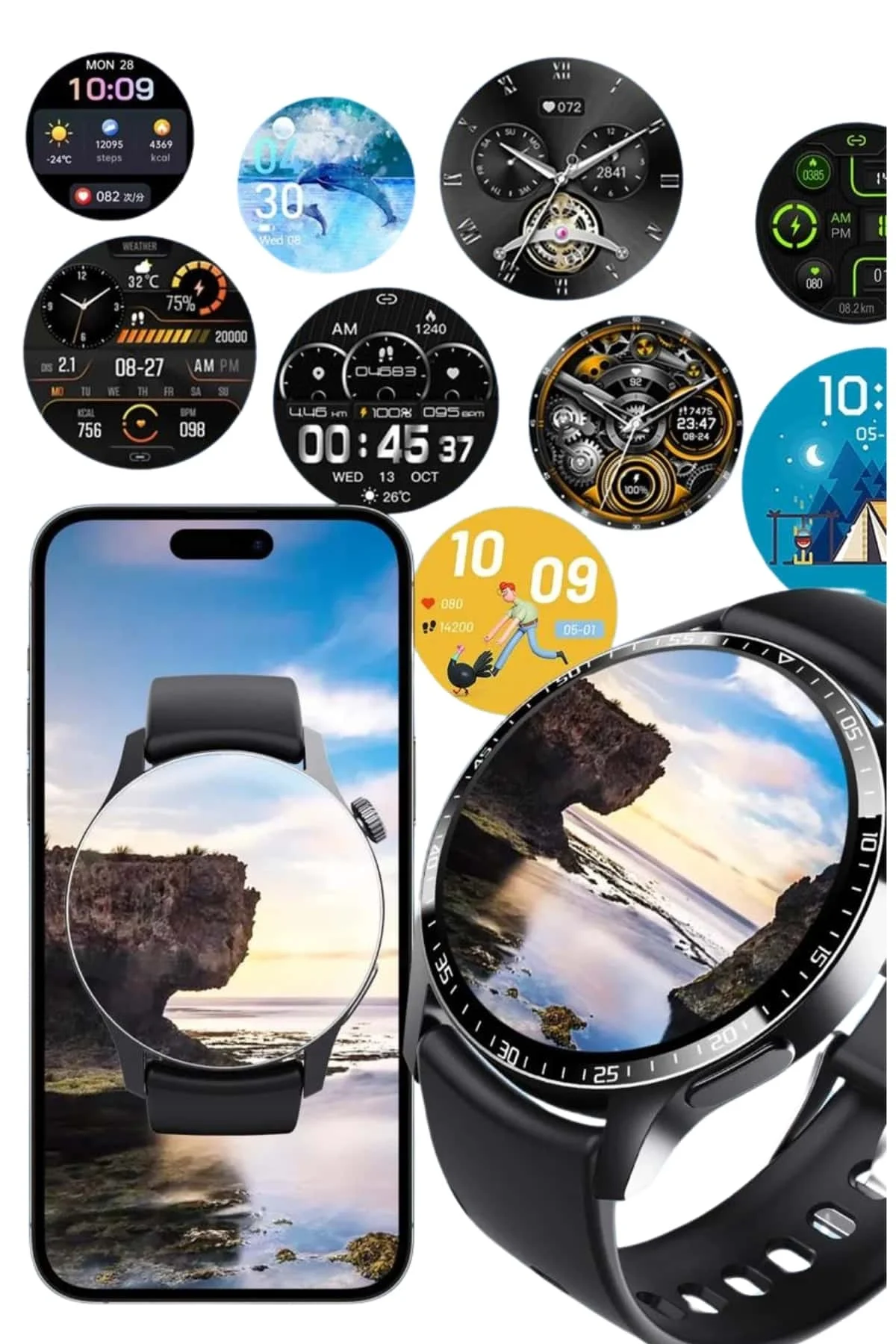 Amoled Ekran Metal Deri Silikon Kordonlu Uyku Ve Sağlık Takibi - Just Cheap Store Görsel 4