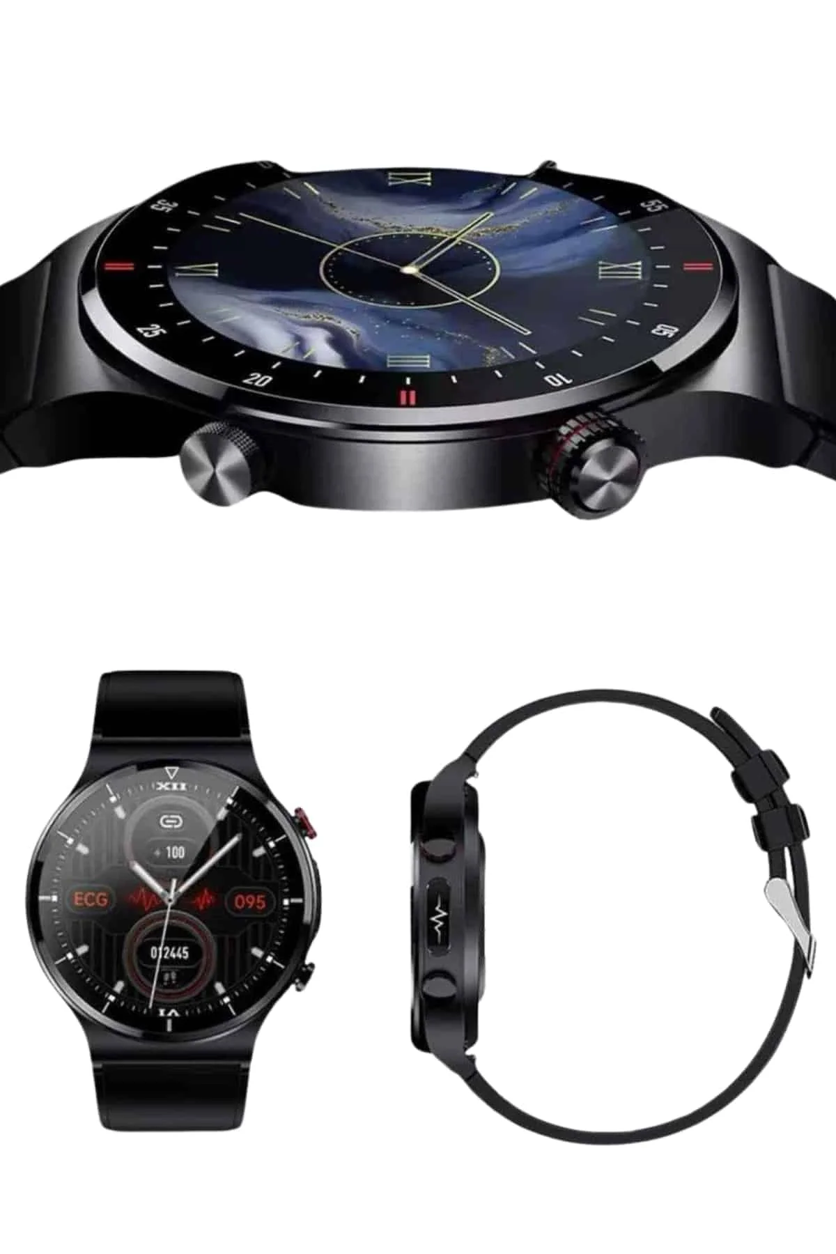 Amoled Ekran Metal Deri Silikon Kordonlu Uyku Ve Sağlık Takibi - Just Cheap Store Görsel 3