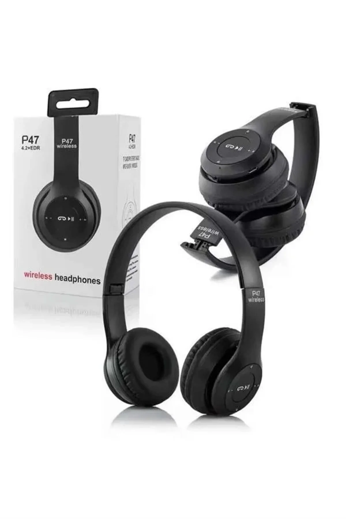 Bluetooth Kablosuz Kulaklık Siyah Wireless 5.0 Kulak Üstü Uzun Pil Ömrü - Just Cheap Store Görsel 3