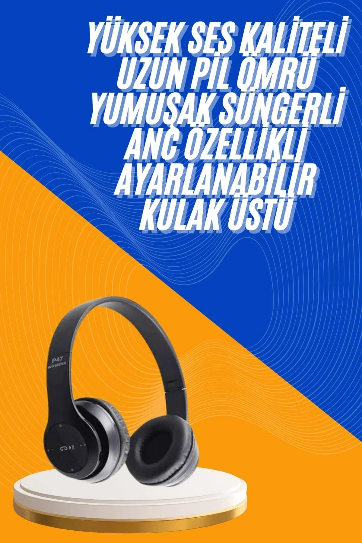 Wireless 5.0 Bluetooth Kablosuz Kulaklık Anc Özellikli Kulak Üstü Ayarlanabilir - Just Cheap Store Görsel 2
