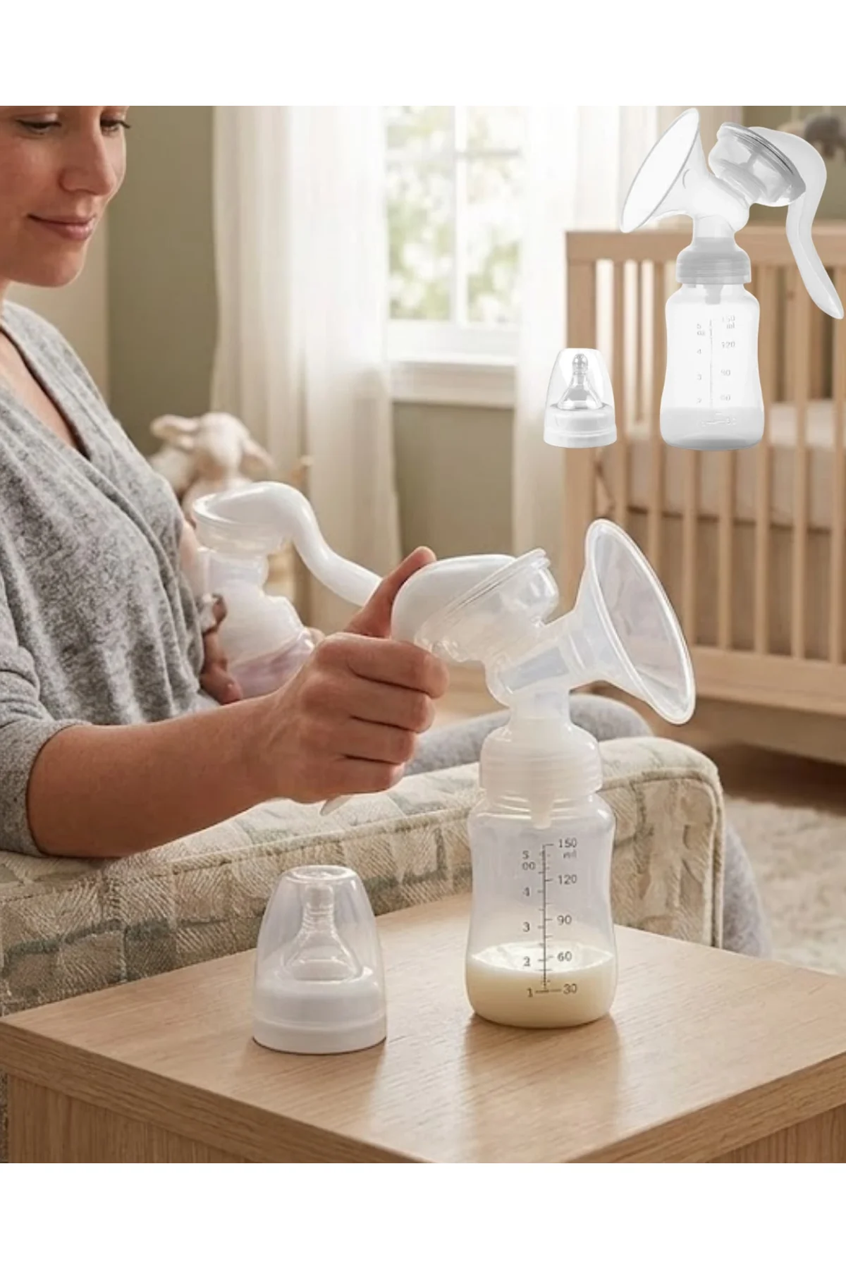 Manuel Göğüs Pompası Masaj Özellikli Bpa İçermez Taşınabilir 180 Ml