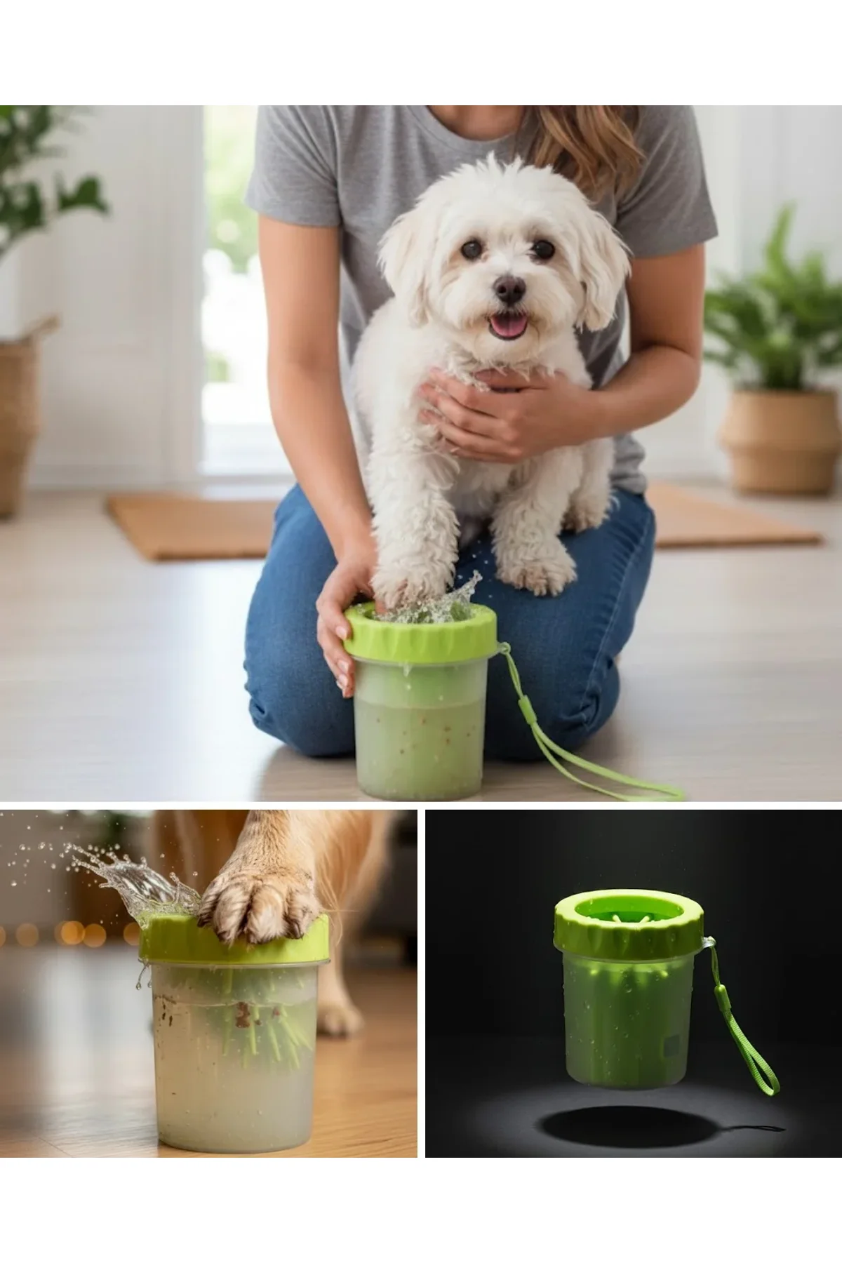 Taşınabilir Köpek Ayak Temizleme Aparatı Silikon Fırçalı