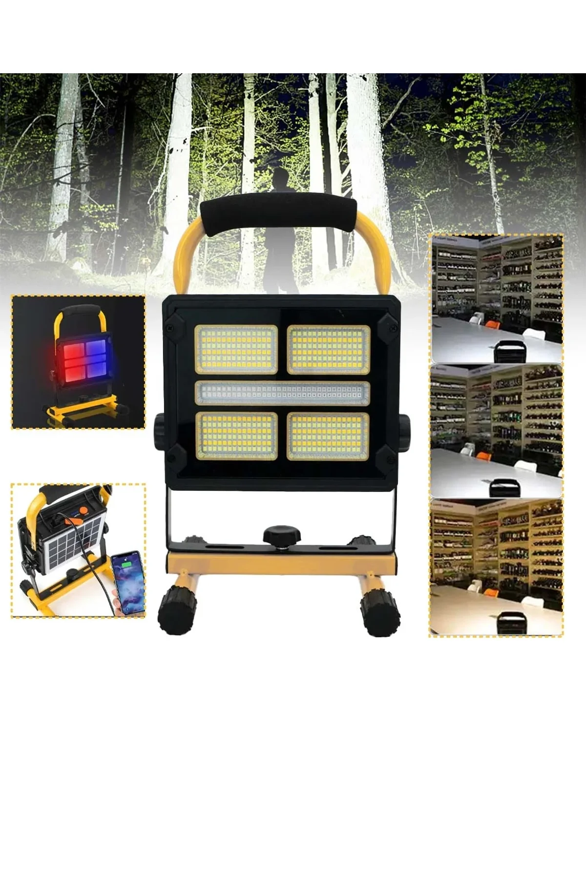 Solar Ve Usb Şarjlı Güçlü Led Çalışma Lambası Ayarlanabilir Açılı Kamp Feneri - Just Cheap Store Görsel 5