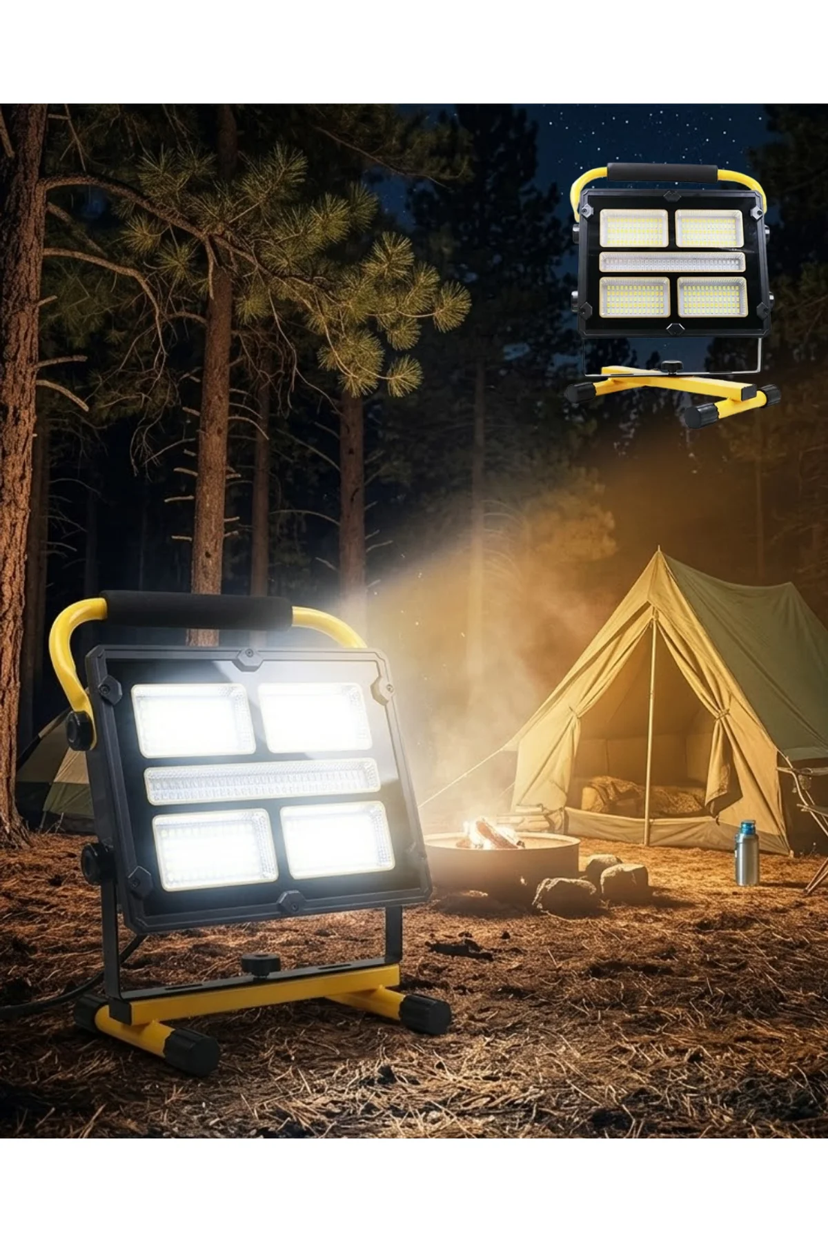 Solar Ve Usb Şarjlı Güçlü Led Çalışma Lambası Ayarlanabilir Açılı Kamp Feneri