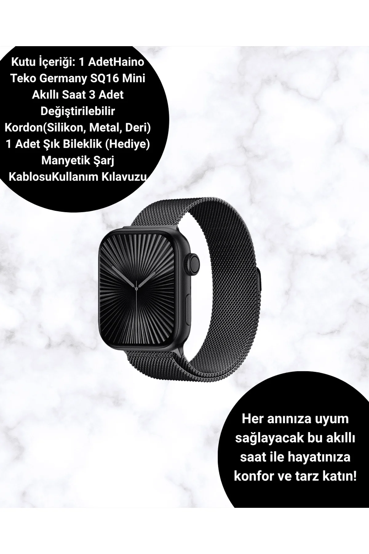 SQ-16 Mini Series 10 – Dokunmatik Akıllı Saat | Kalp Ritmi, Spo2, Uyku Takibi - Just Cheap Store Görsel 2