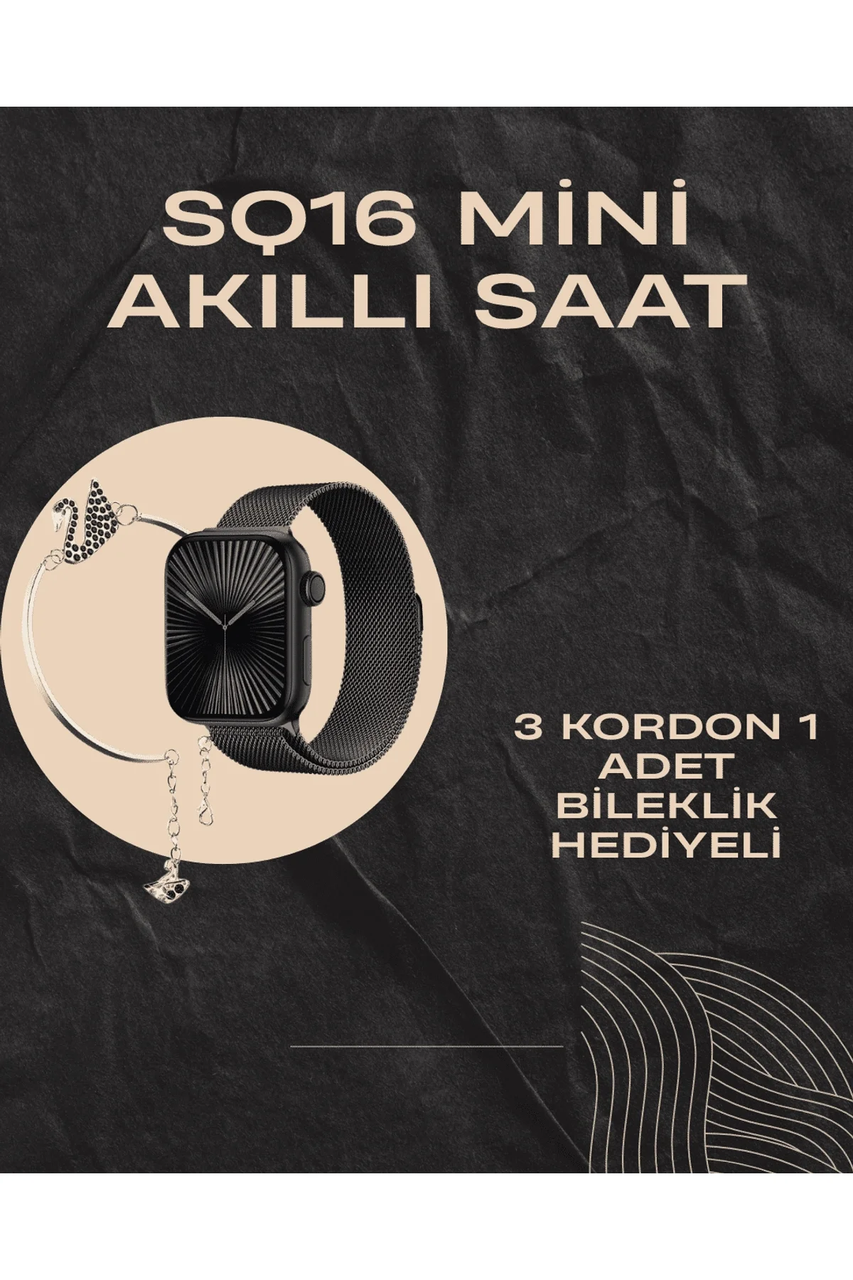 SQ-16 Mini Series 10 Akıllı Saat | Şık Ve Hafif Tasarım, 3 Kordon Seçeneği