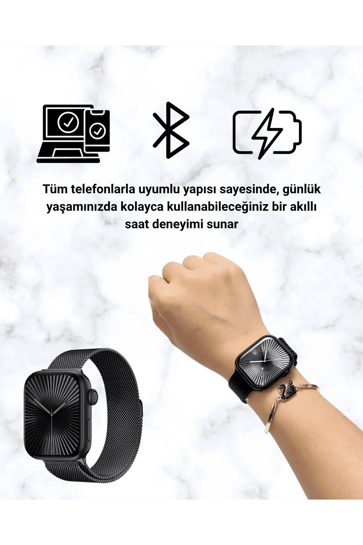 SQ-16 Mini Series 10 Akıllı Saat | Şık Ve Hafif Tasarım, 3 Kordon Seçeneği - Just Cheap Store Görsel 3