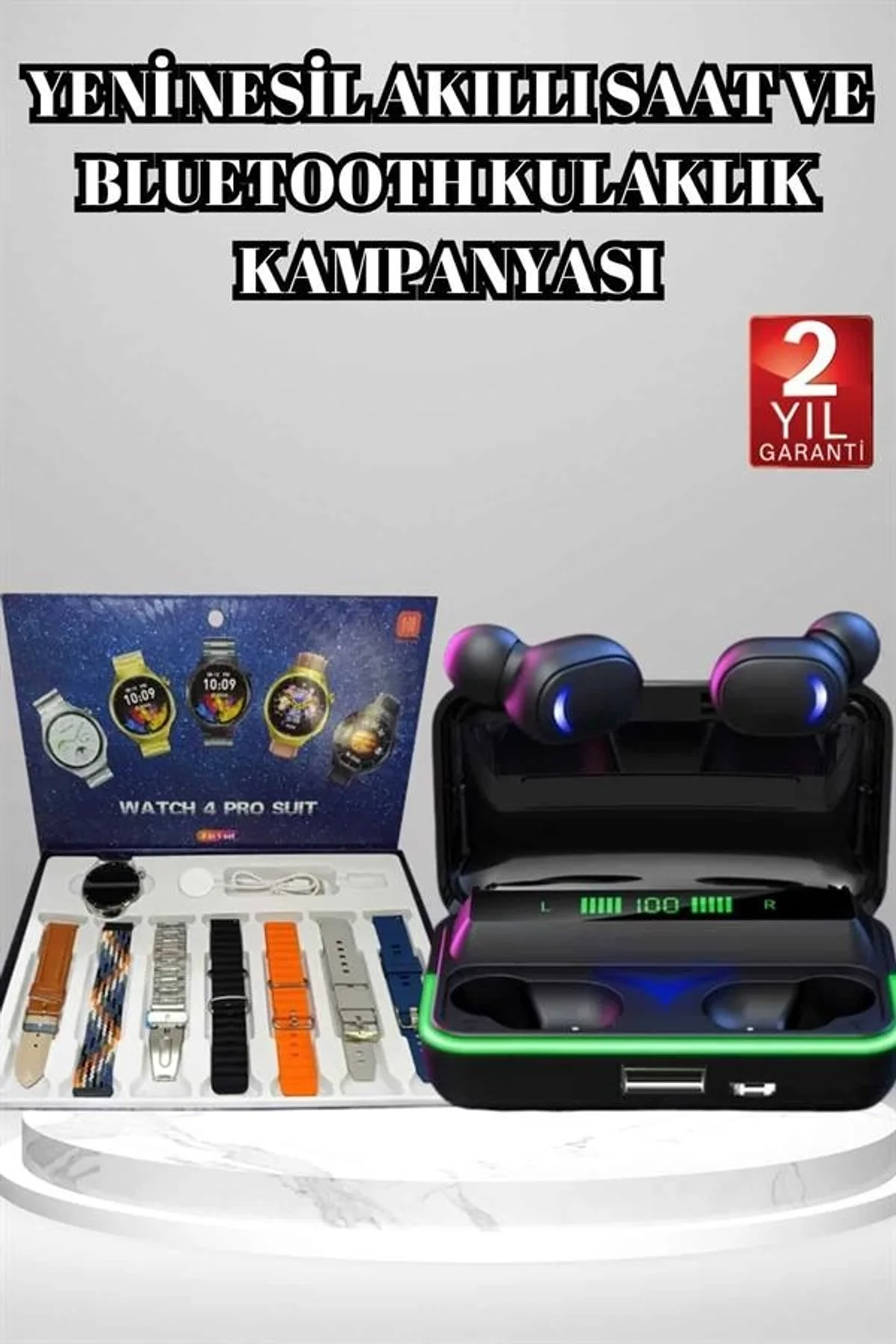 Powerbank Bluetooth Kulaklık Ve Akıllı Saat 7 Kordonlu Metal Kordon Plastik Kordon - Just Cheap Store Görsel 2