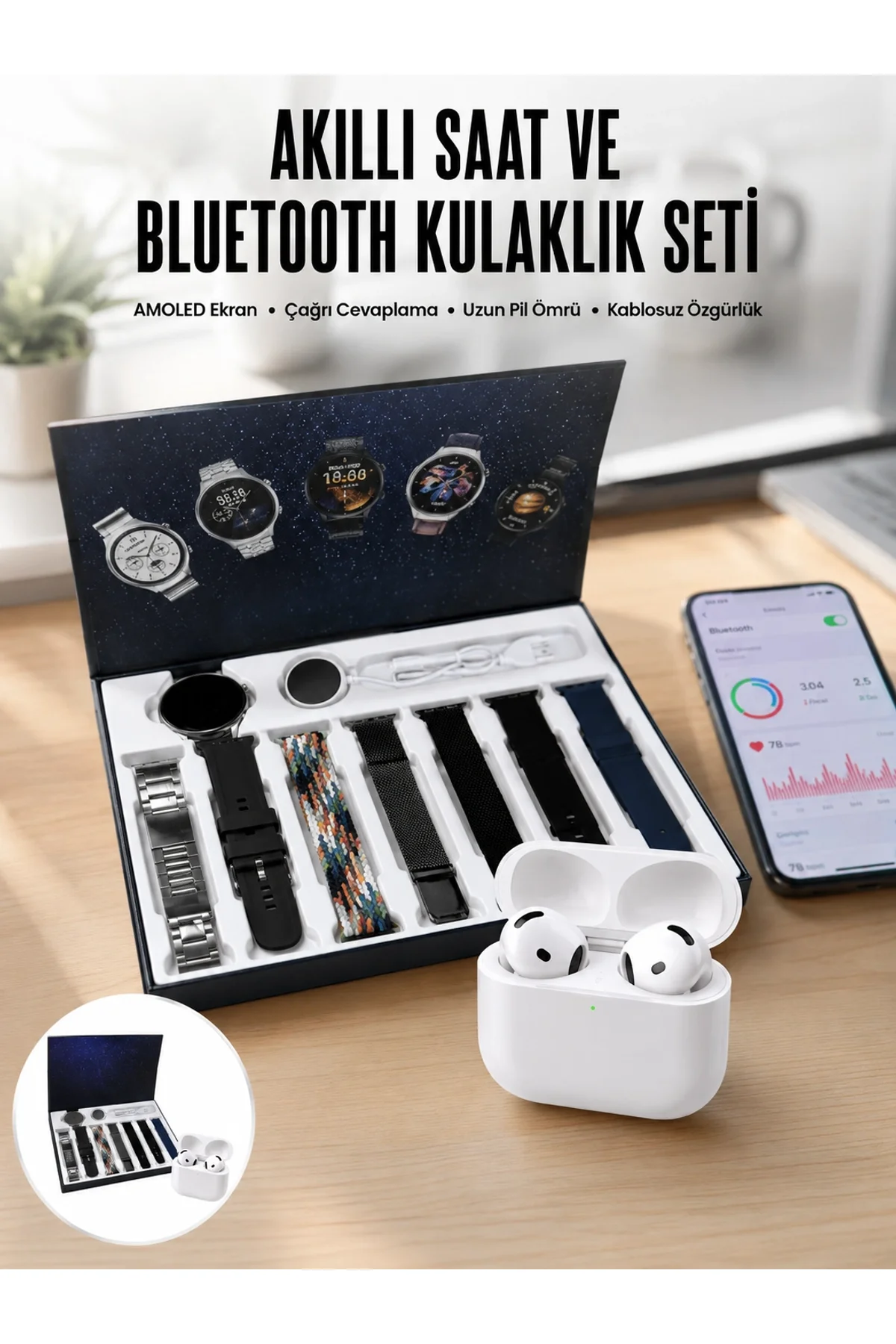 2025 Model Akıllı Saat Ve Yeni Nesil Pro Bluetooth Kulaklık Anc Özelliği