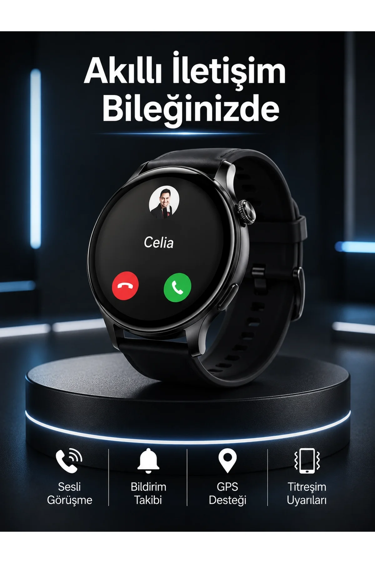 Akıllı Saat Bildirim Görme Amoled Ekran Gps Uyumlu Sesli Görüşme