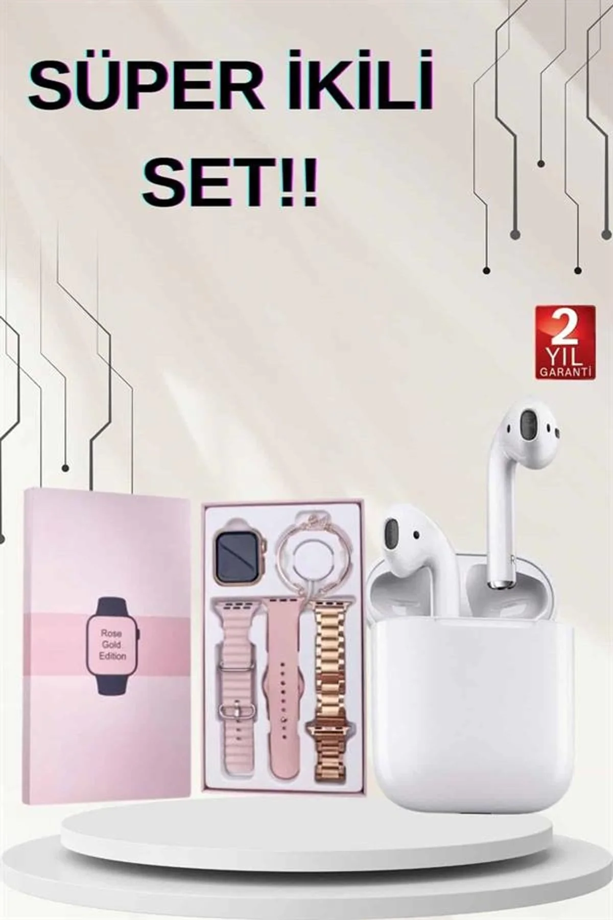 3 Kordonlu Dokunmatik Ekran Akıllı Saat Ve 2.nesil Kablosuz Bluetooth Kulaklık Anc/enc - Just Cheap Store Görsel 2