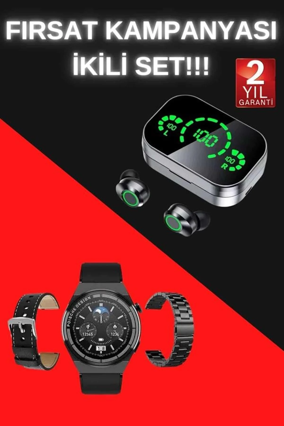 Tws Bluetooth Kulaklık Ve Akıllı Saat Uyku Takibi Nabız Ölçer Uzun Pil Ömrü - Just Cheap Store Görsel 2