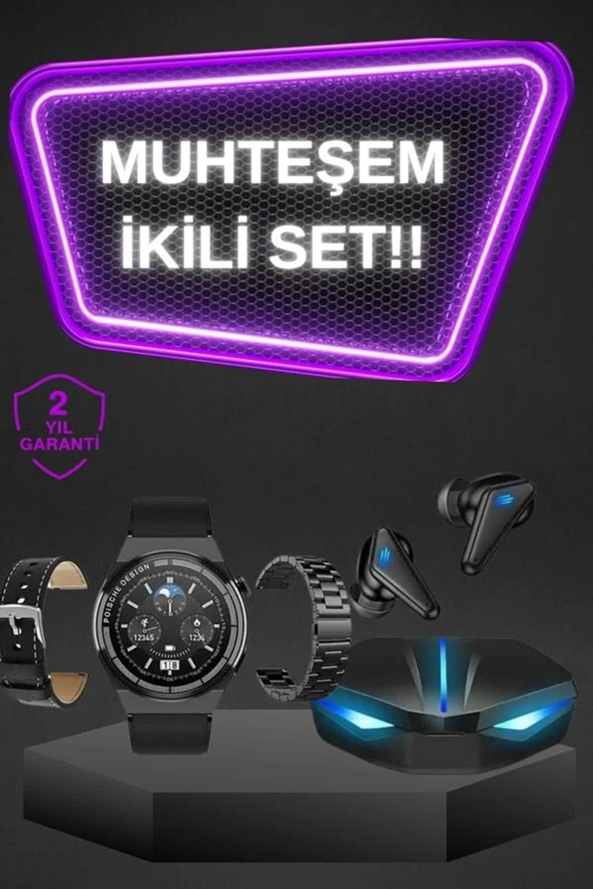 Kablosuz Bluetooth Bağlantılı Kulaklık Ve Dokunmatik Ekran Akıllı Saat Arama Cevaplama - Just Cheap Store Görsel 2