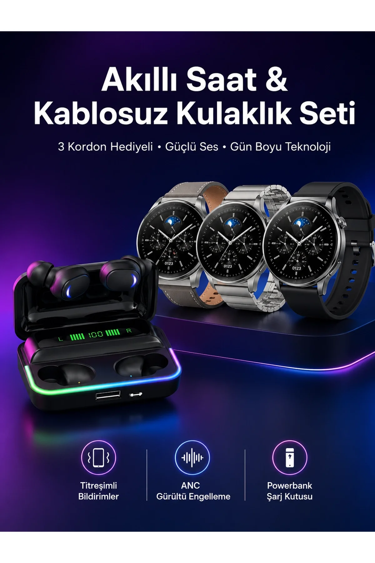 Yeni Nesil Akıllı Saat Ve Bluetooth Kulaklık Titreşim Bildirimleri Uyku Takibi