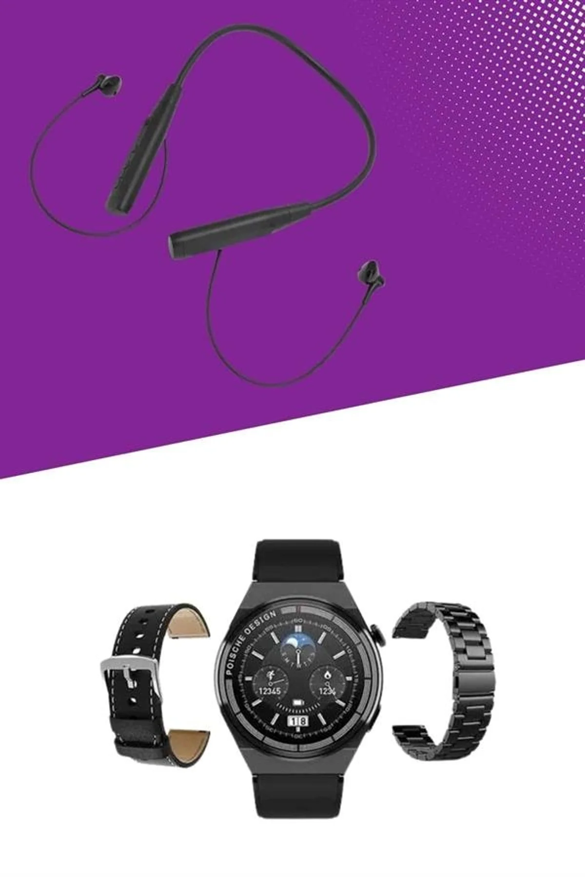 Alarm Ve Titreşim Özellikli Akıllı Saat Ve Mikrofonlu Kablolu Bluetooth Kulaklık 60 Saat - Just Cheap Store Görsel 4