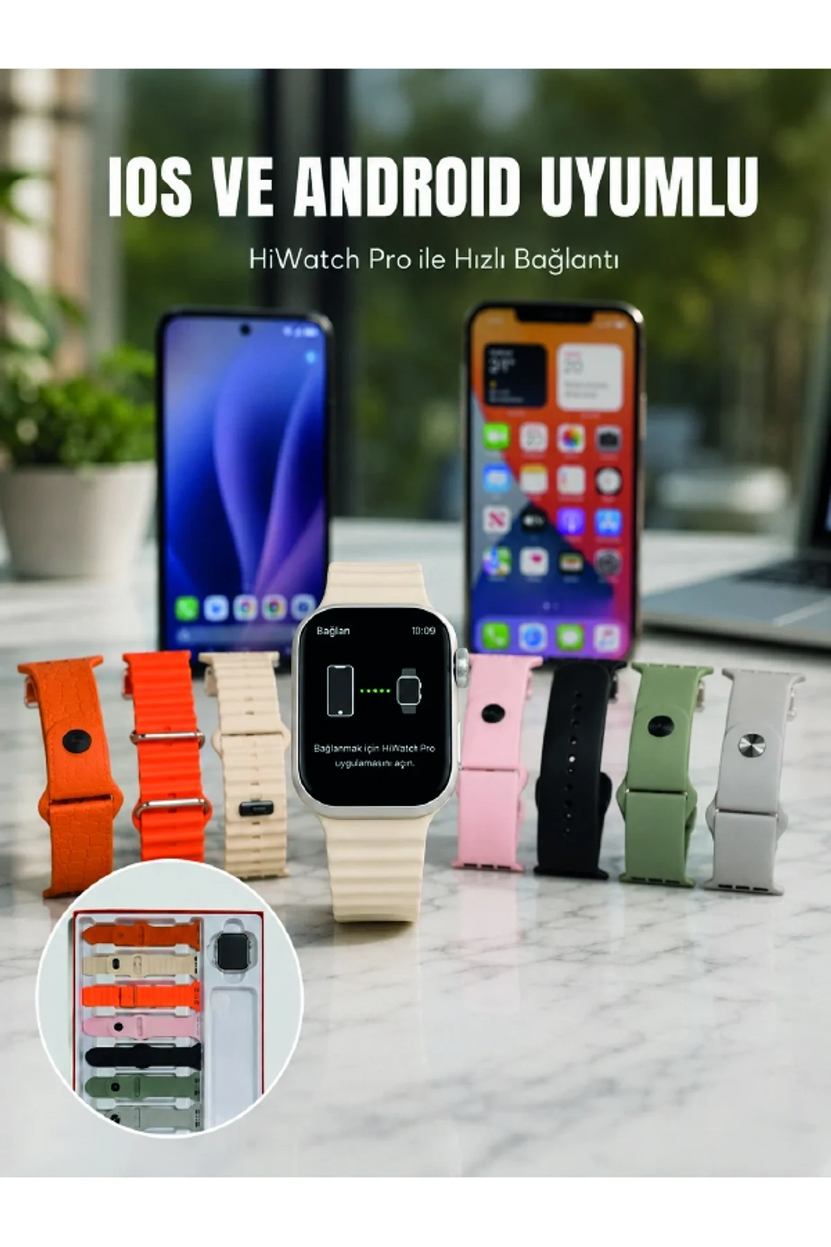 Akıllı Saat Bluetooth Arama Özellikli 7 Kordonlu Spor Ve Günlük Kullanıma Uygun