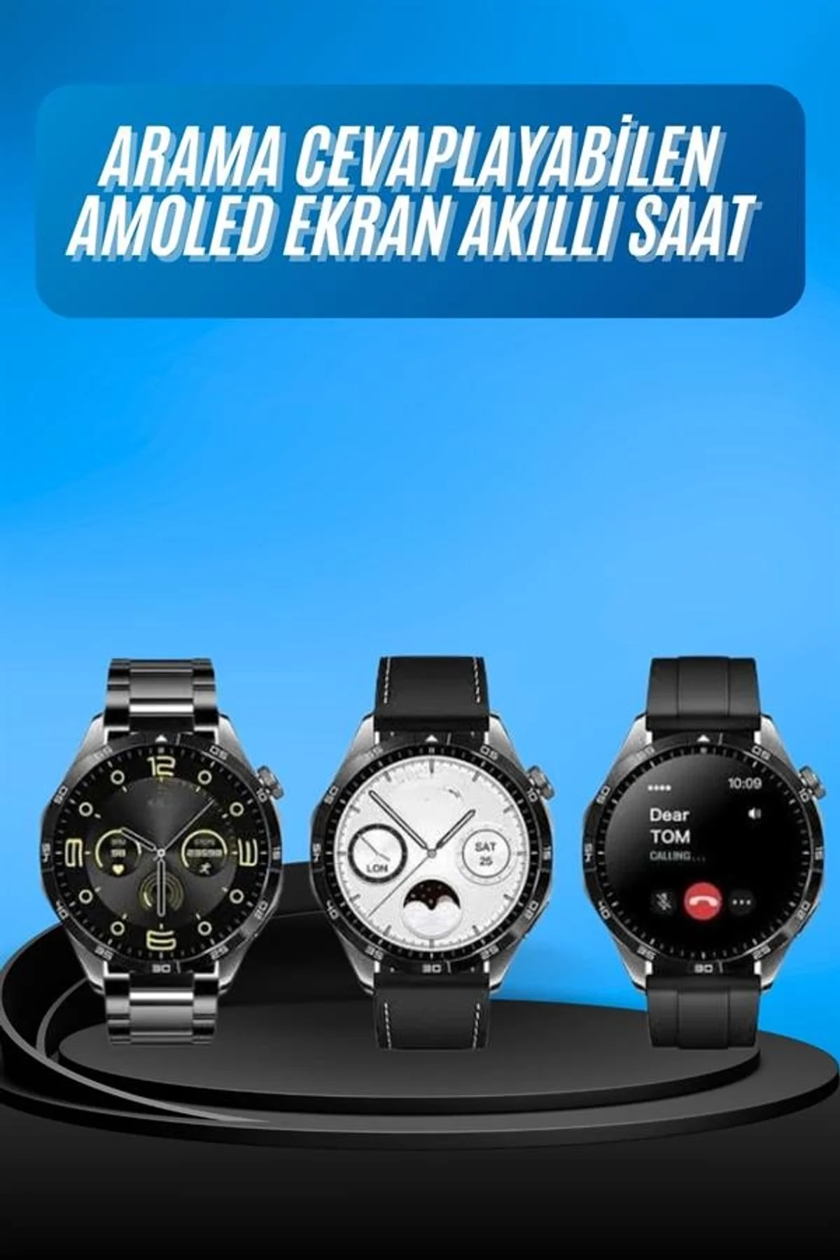 Amoled Ekran 3 Kordonlu Akıllı Saat 5.0 Bluetooth Bağlantılı Android Ve İos Uyumlu - Just Cheap Store Görsel 2