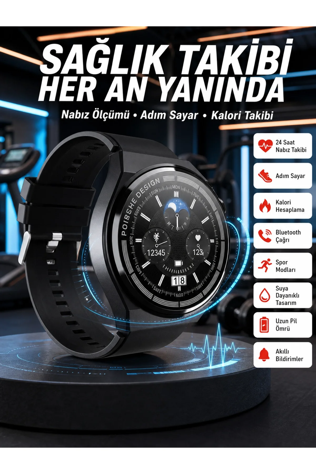 En Çok Tercih Edilen Akıllı Saat Amoled Ekran Nabız Sensörü Gps Uyumlu Adımsayar