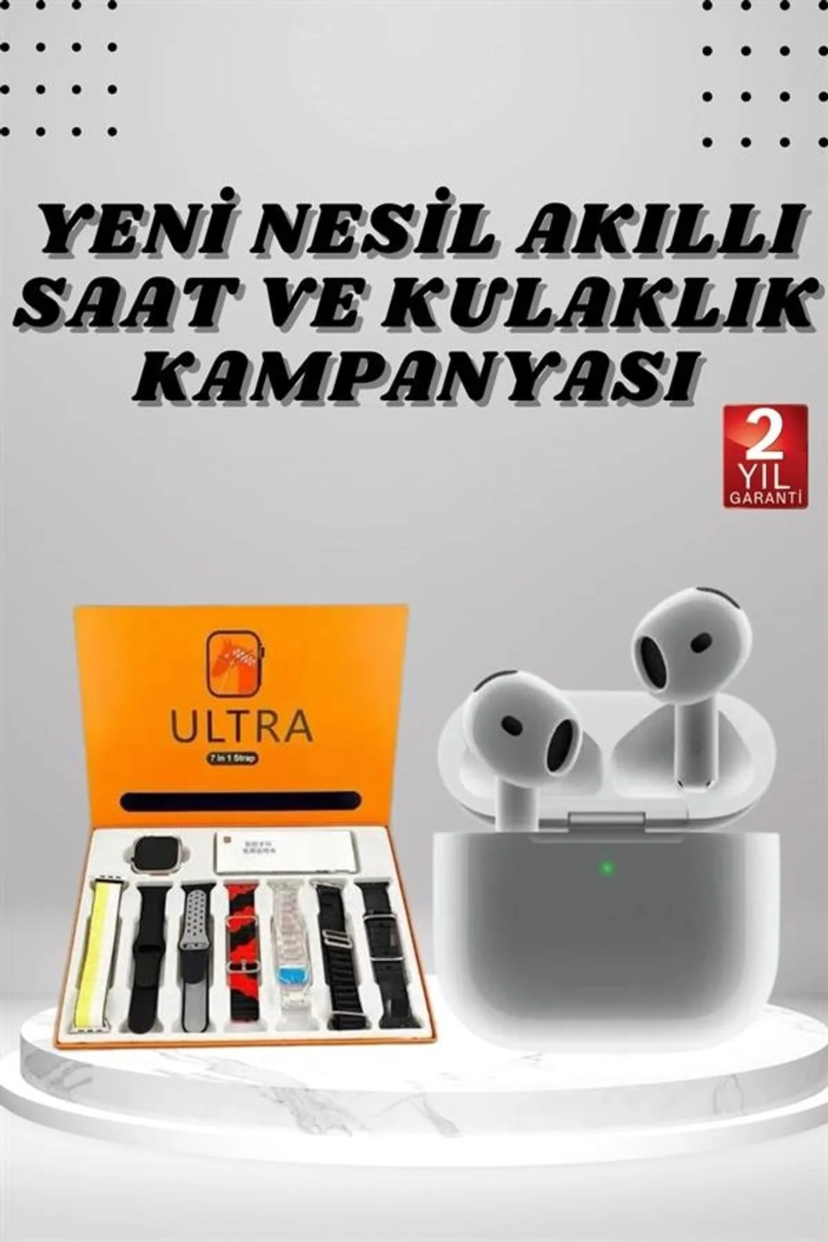 7 Kordonlu Akıllı Saat Ve 3.nesil Kulaklık Dokunmatik Ekran Sesli Görüşme Yapabilen - Just Cheap Store Görsel 2