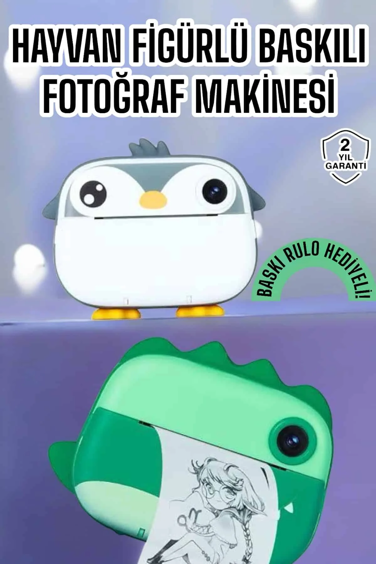 Çocuklar İçin Fotoğraf Makinesi Anlık Baskı Makinesi Hd Görüntü Kalitesi