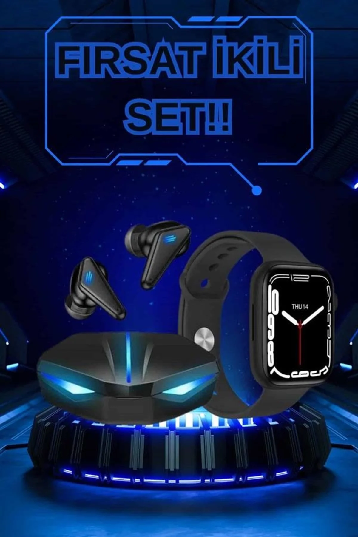 Yeni Nesil Akıllı Saat Ve Kablosuz Kulaklık Kampanyası İkili Set Bluetooth Bağlantılı - Just Cheap Store Görsel 2