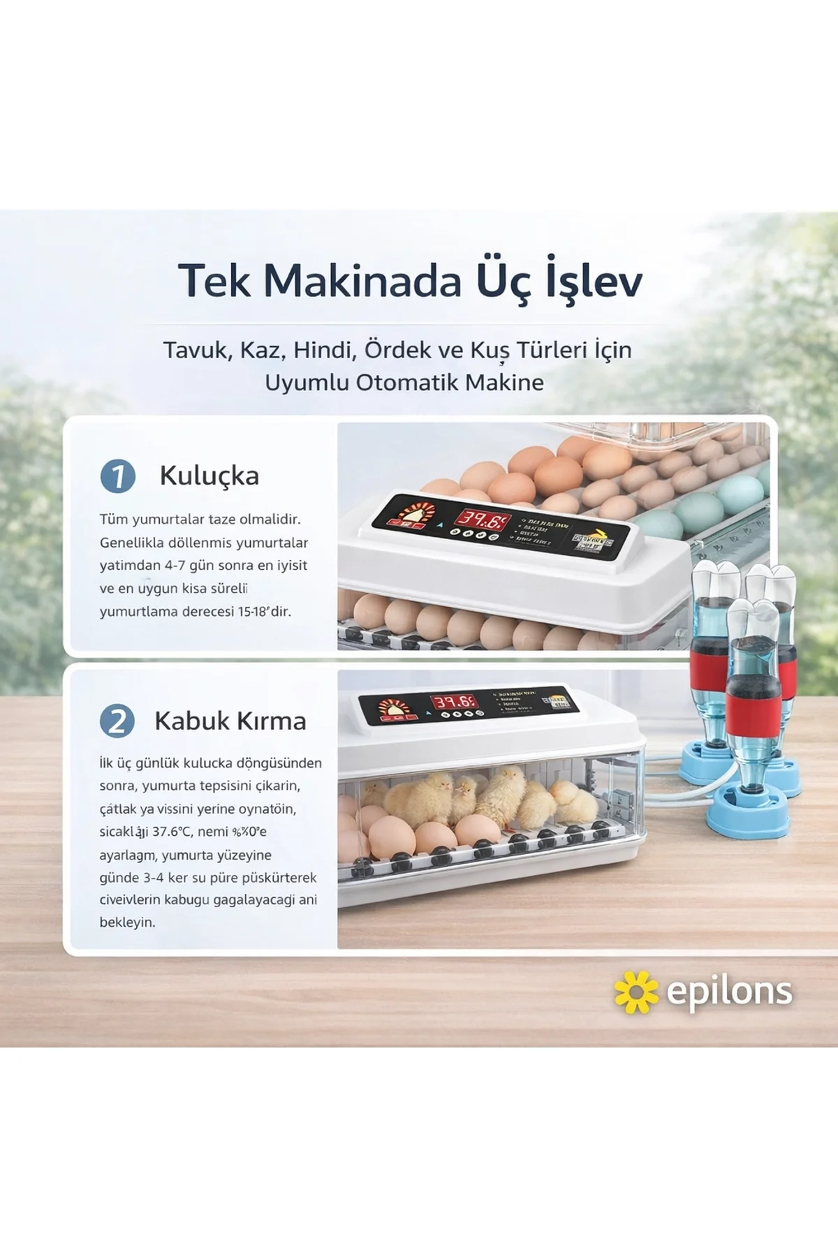 Wh-130 Kuluçka Makinesi -tavuk Kaz Hindi Ördek Ve Kuş Türleri Uyumlu Yedek Motor Hediyeli - Just Cheap Store Görsel 5