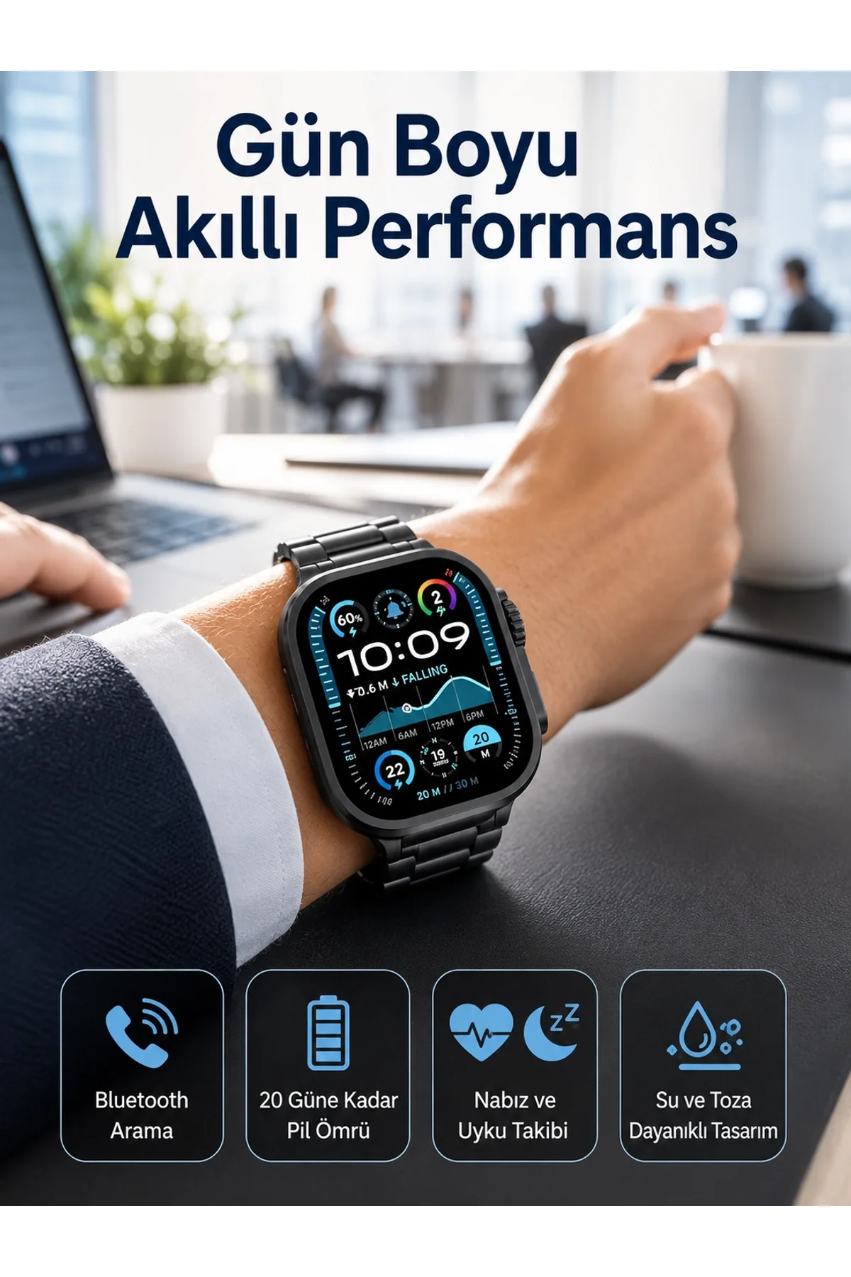 Akıllı Saat Arama Konuşma Gps Ve Nfc Özelliği 3 Kordonlu Amoled Ekran