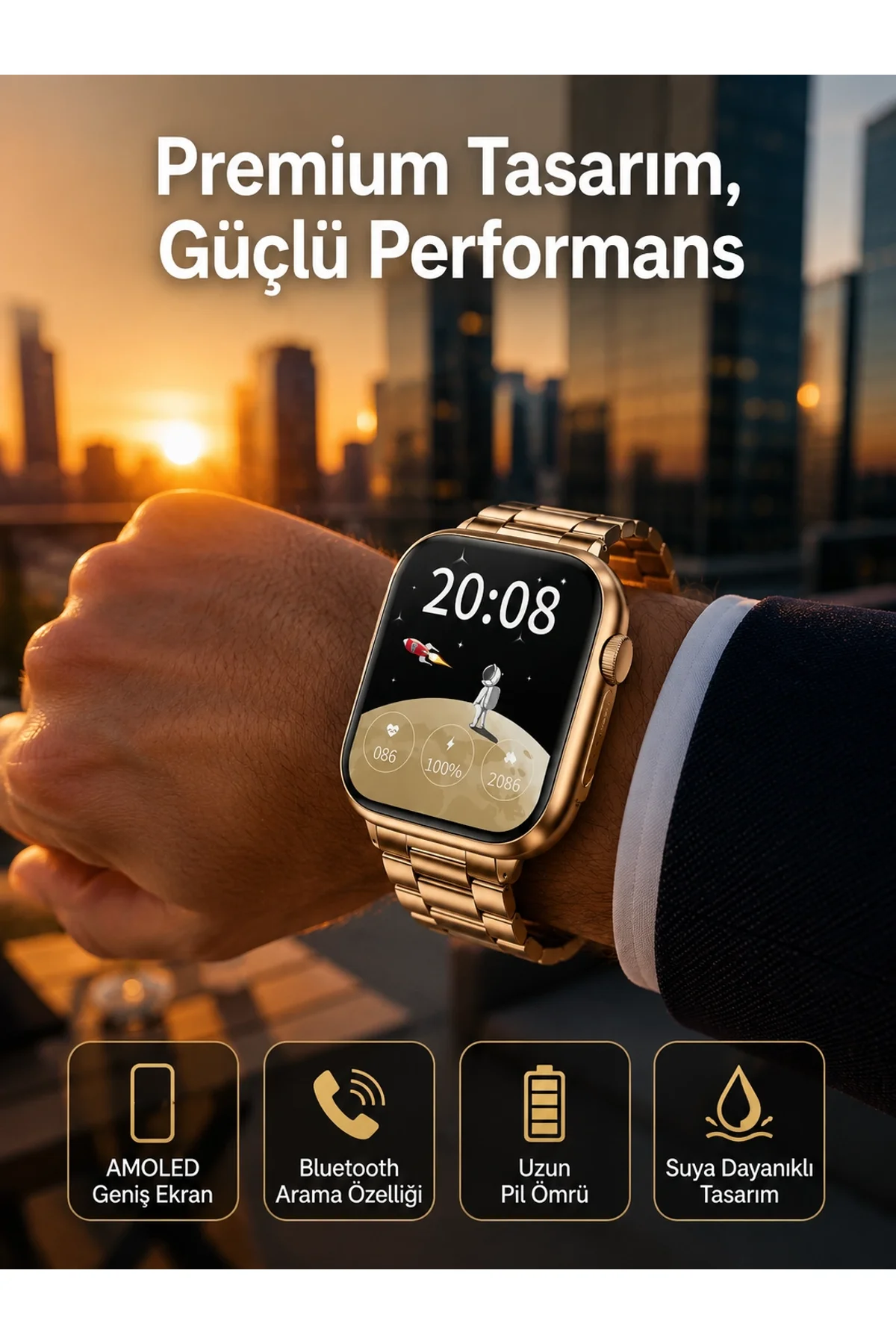 Sağlık Takipli Akıllı Saat 117 Spor Modlu Amoled Ekran