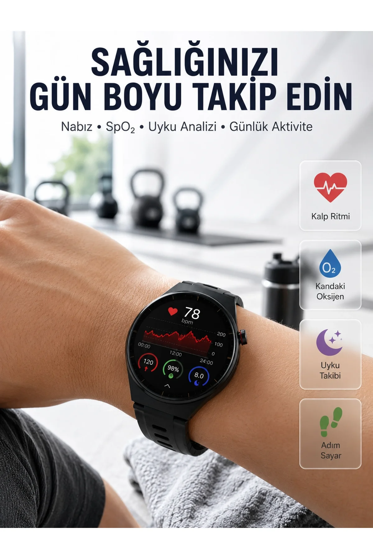 Bluetooth Konuşma Özellikli Akıllı Saat Amoled Ekran, Sağlık Takibi Ve 3 Farklı Kordon