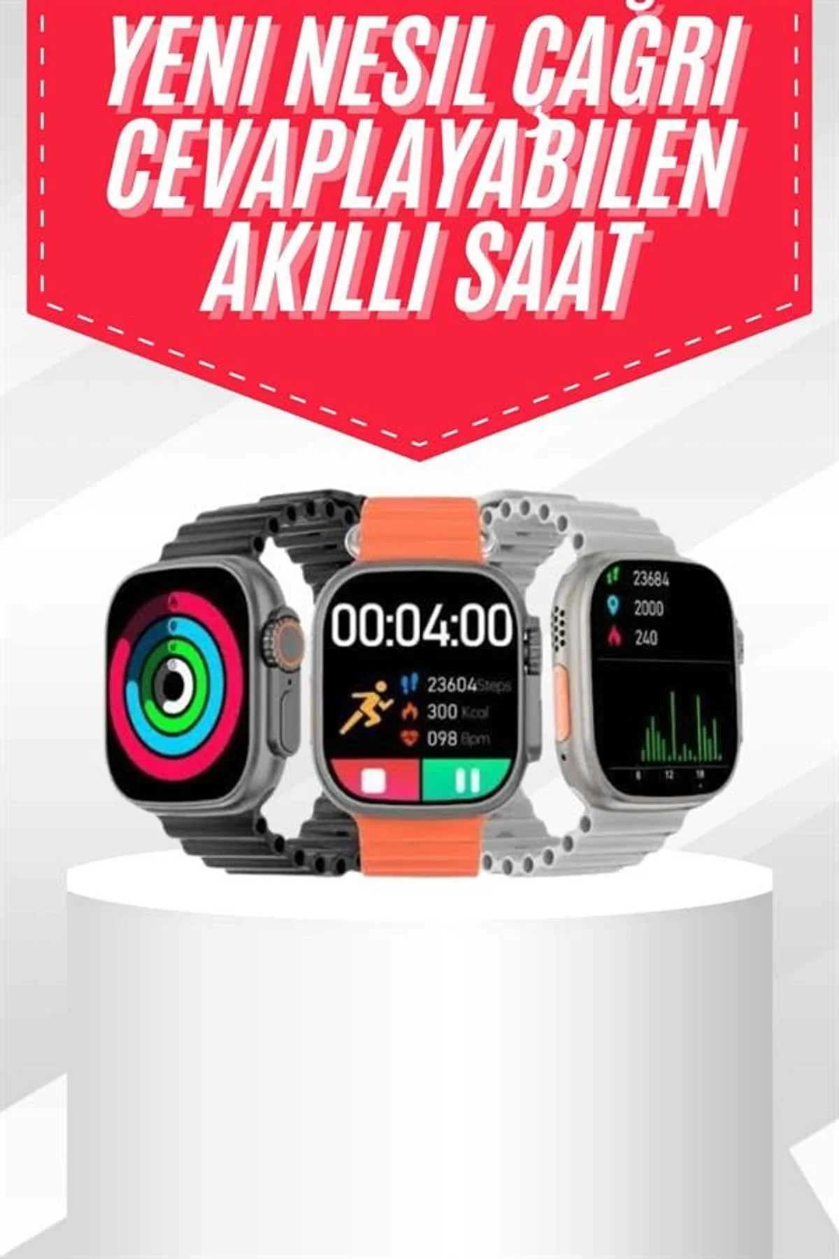Android Ve İos Uyumlu Uyku Ve Sağlık Takibi Yapabilen 3 Kordonlu Akıllı Saat - Just Cheap Store Görsel 2