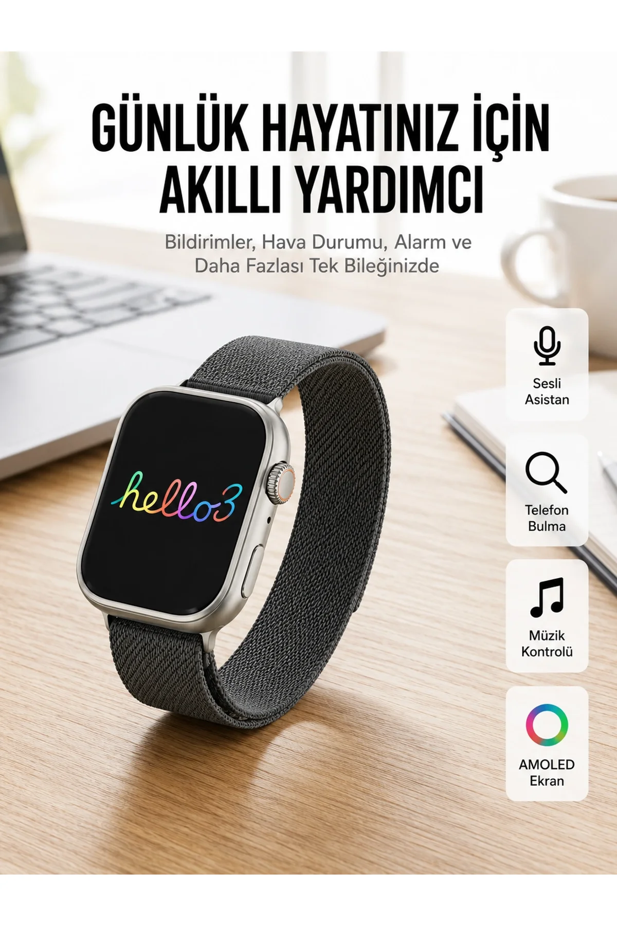 Android Ve İos Uyumlu Uyku Ve Sağlık Takibi Yapabilen 3 Kordonlu Akıllı Saat