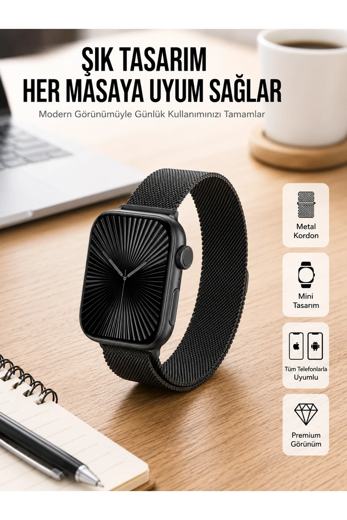 SQ-16 Mini Series 10 Akıllı Saat | Şık Ve Hafif Tasarım, 3 Kordon Seçeneği