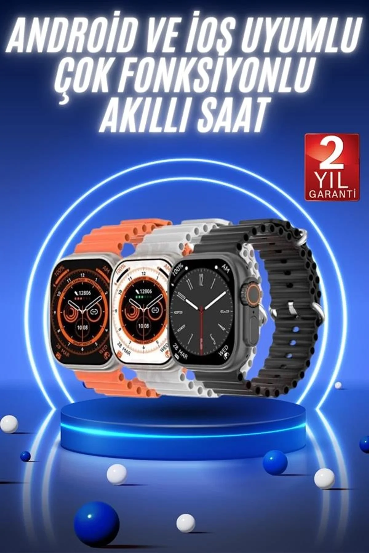 Akıllı Saat Ultra Android &amp; İos Uyumlu Arama Bildirim Özellikli - Just Cheap Store Görsel 2
