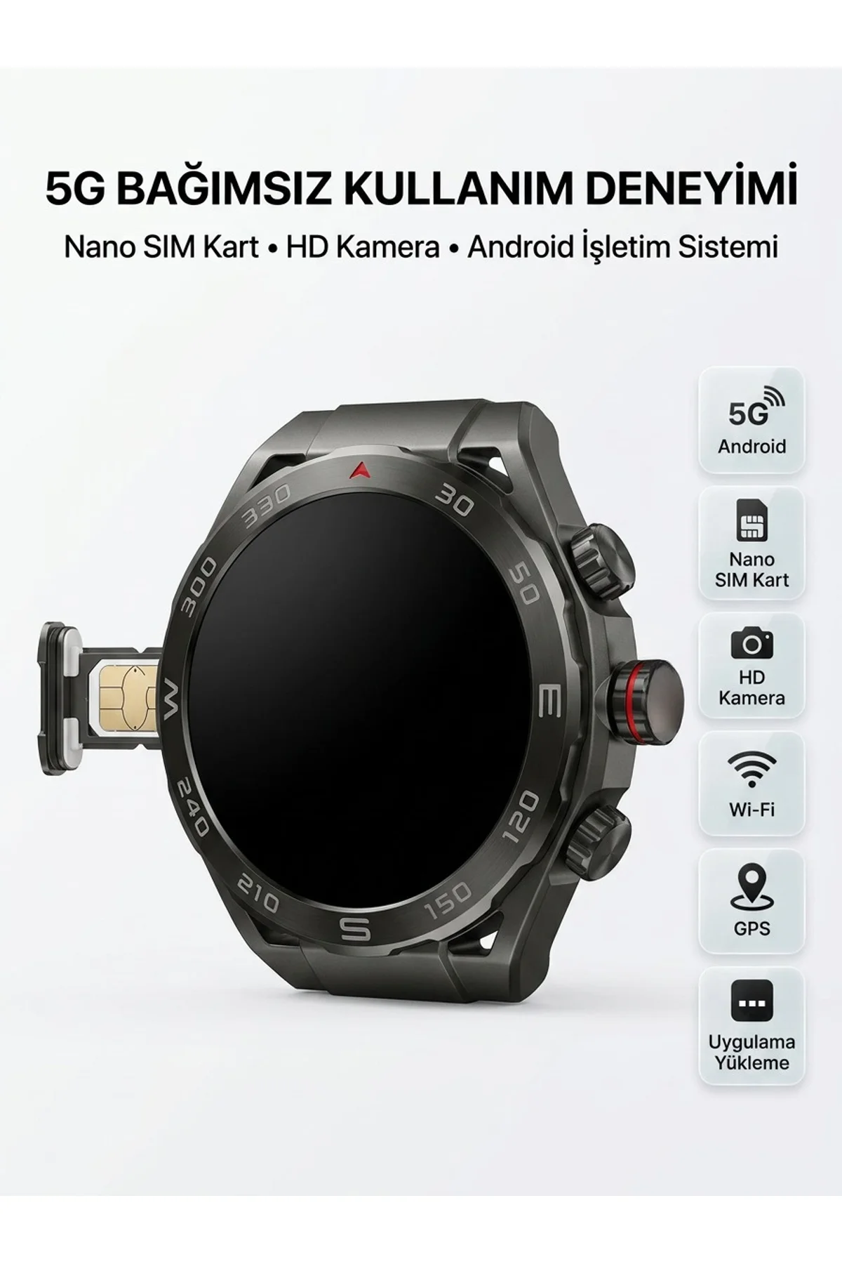Sım Kartlı 5g Android Akıllı Saat Hd Kamera Wi-fi Gps Uygulama Yükleyebilen