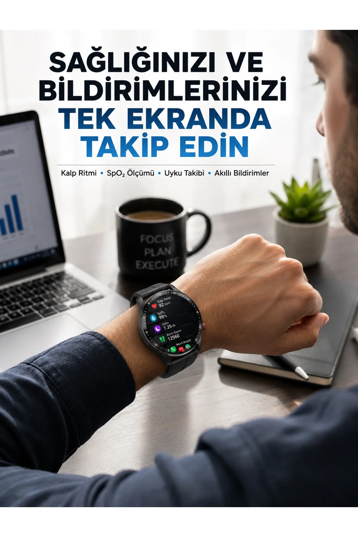 Akıllı Saat Yeni Model Sesli Asistan Bildirim Görme Bluetooth Bağlantılı Müzik Dinleme